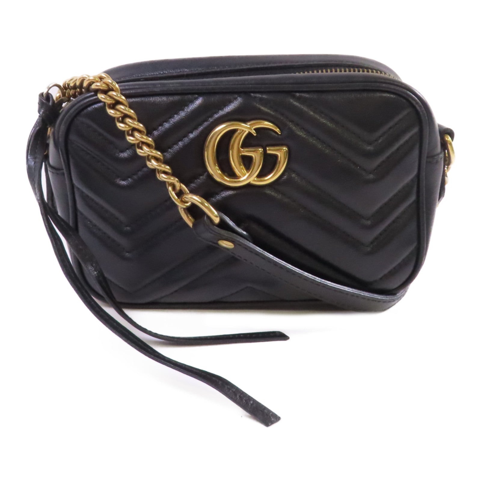 GUCCI 【激減優惠】牛皮皮革GG Marmont Mini Shoulder Bag金扣肩背袋黑色