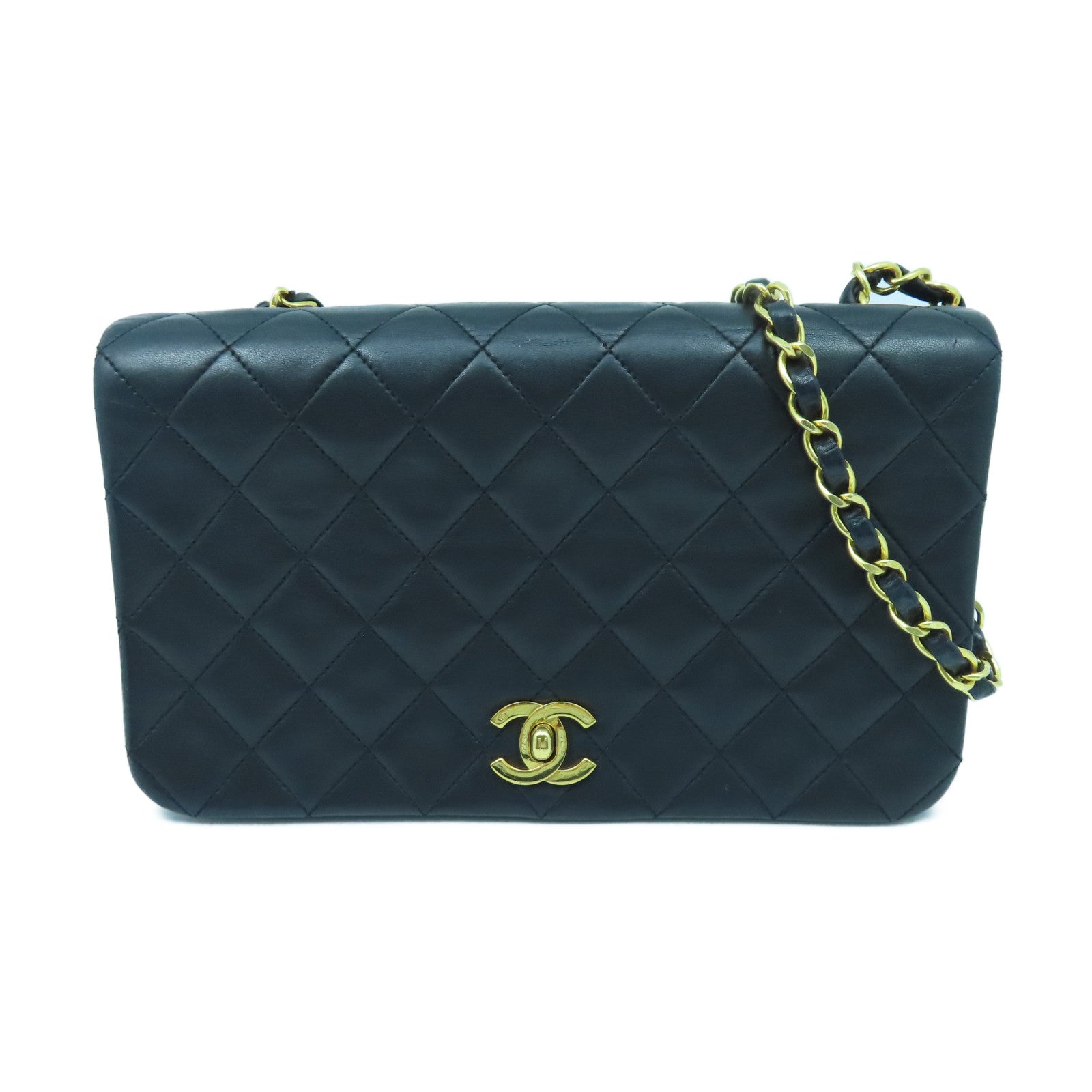 CHANEL 【激減優惠】菱格羊皮皮革Chain Shoulder金扣鏈帶肩背袋黑色