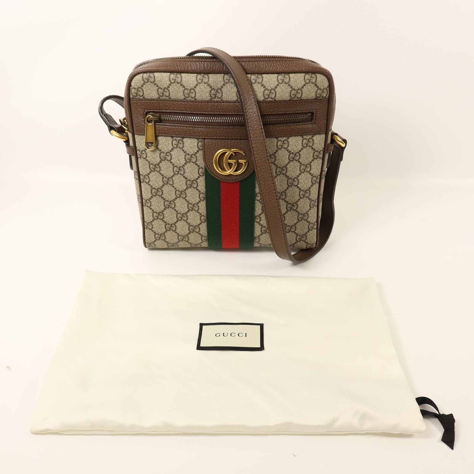 GUCCI 塗層帆布Ophidia GG金扣肩背袋