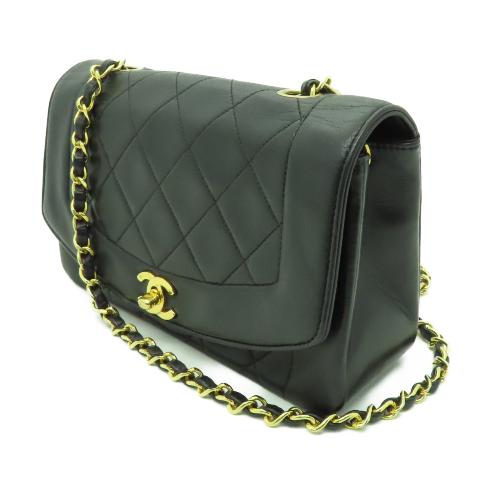 CHANEL **【清倉大減價】菱格羊皮皮革Chain Shoulder Bag金扣鏈帶肩背袋黒色