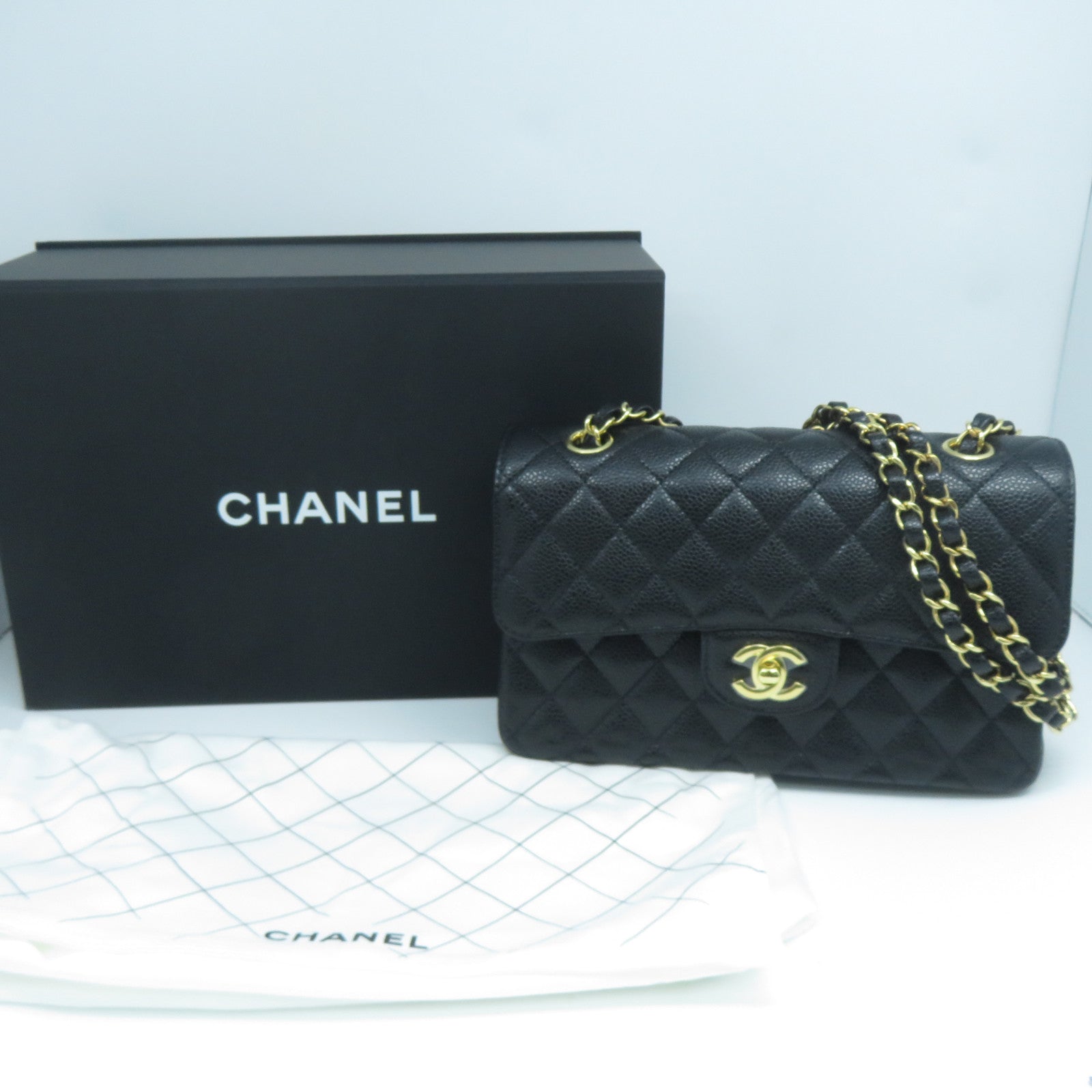 CHANEL 【激減優惠】菱格Caviar皮革Chain Shoulder Bag金扣鏈帶肩背袋黑色