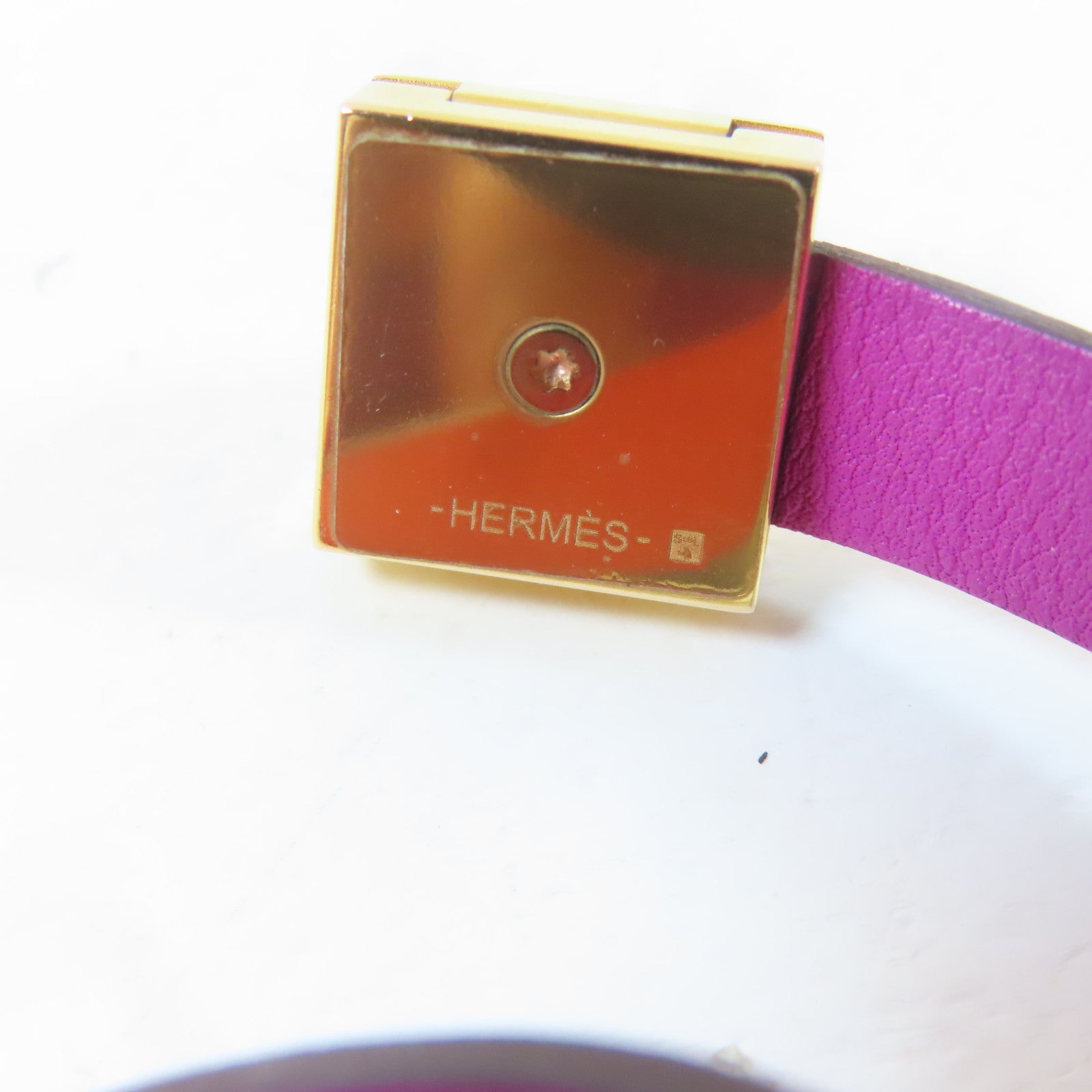 HERMES 【激減優惠】Swift皮革Medor Infini Double Tour Bracelet金扣手鐲Rouge Tomate/番茄紅色/Tosca/桃紫色#14.25cm