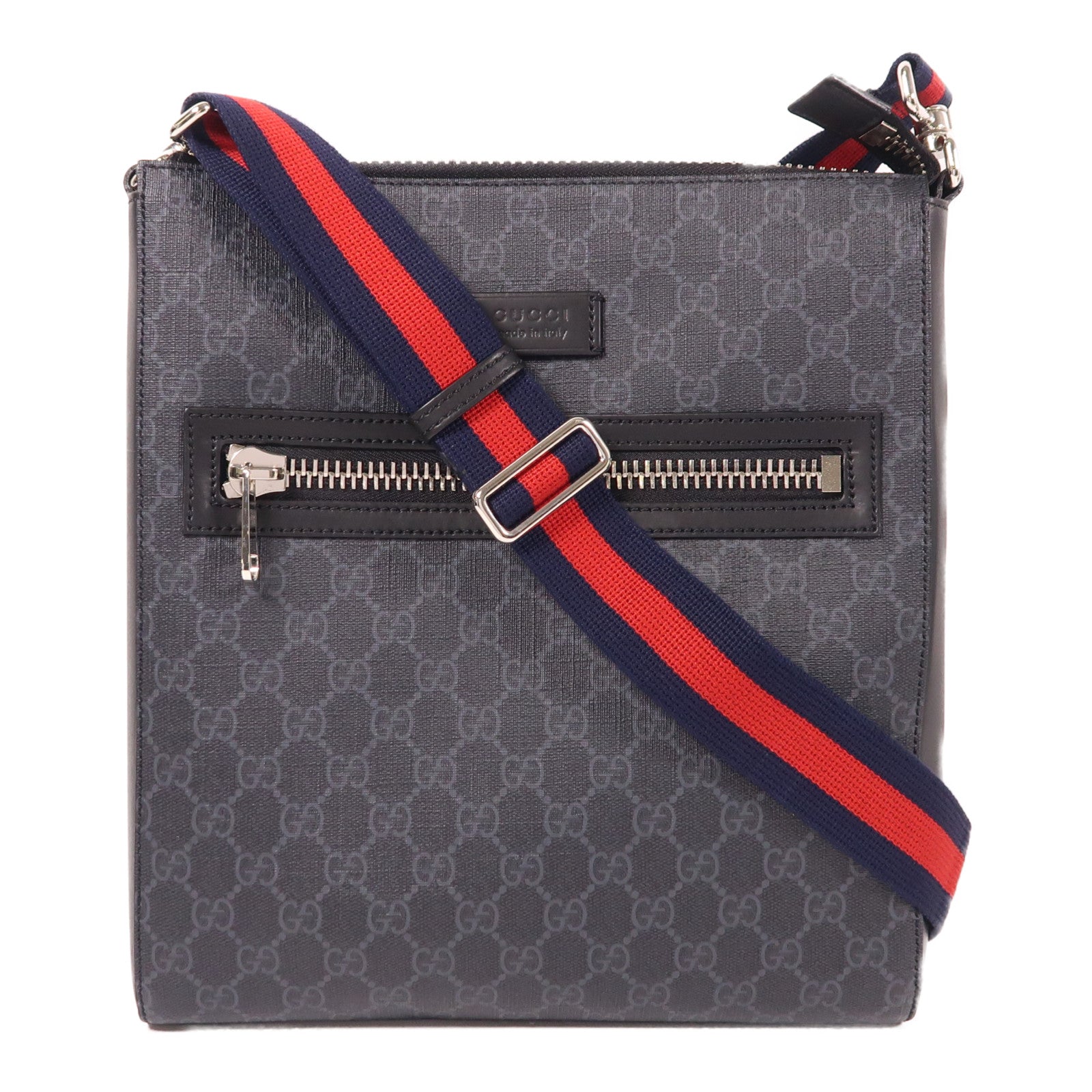 GUCCI 塗層帆布Medium Messenger Bag銀扣肩背袋