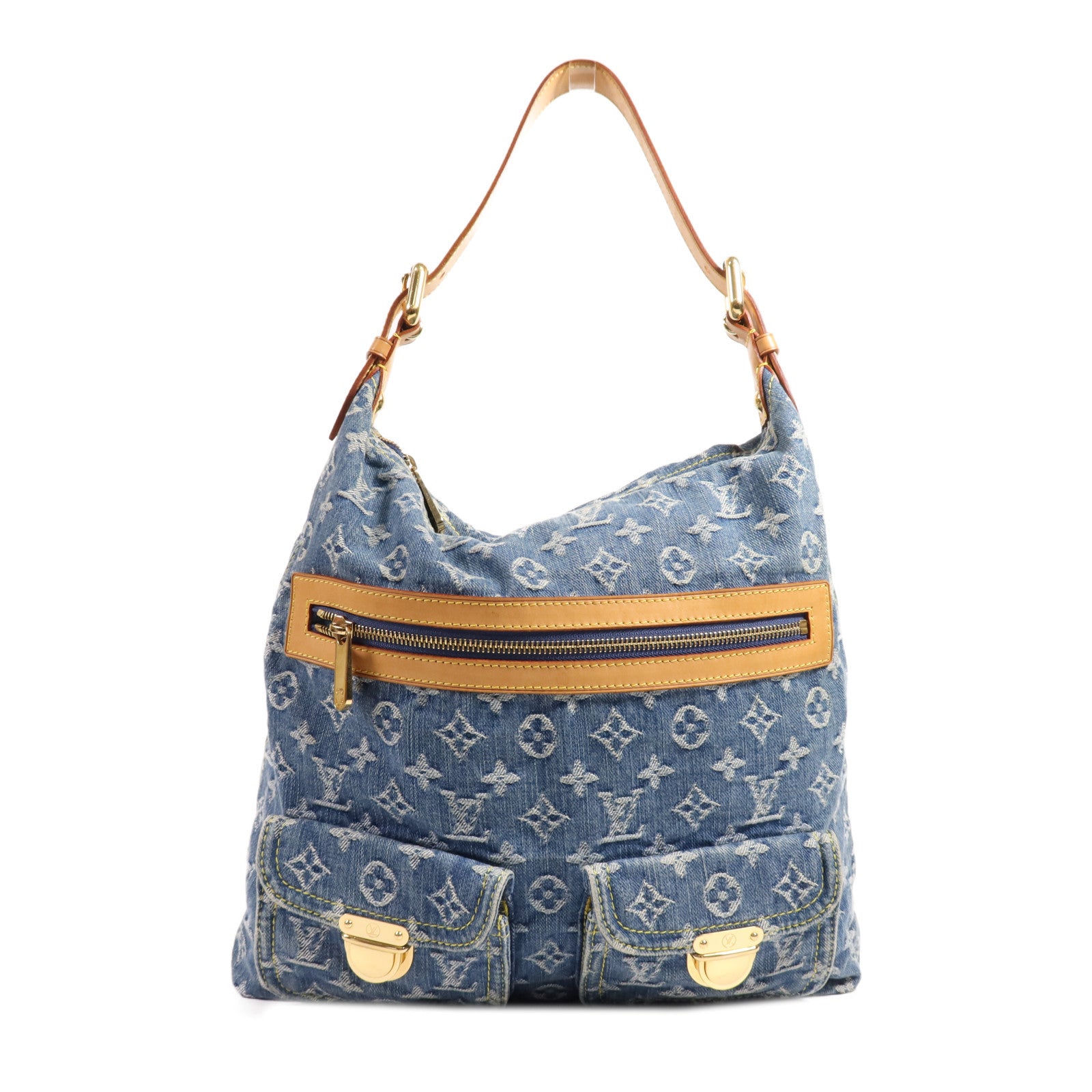 LOUIS VUITTON Monogram Denim Baggy GM金扣肩背袋