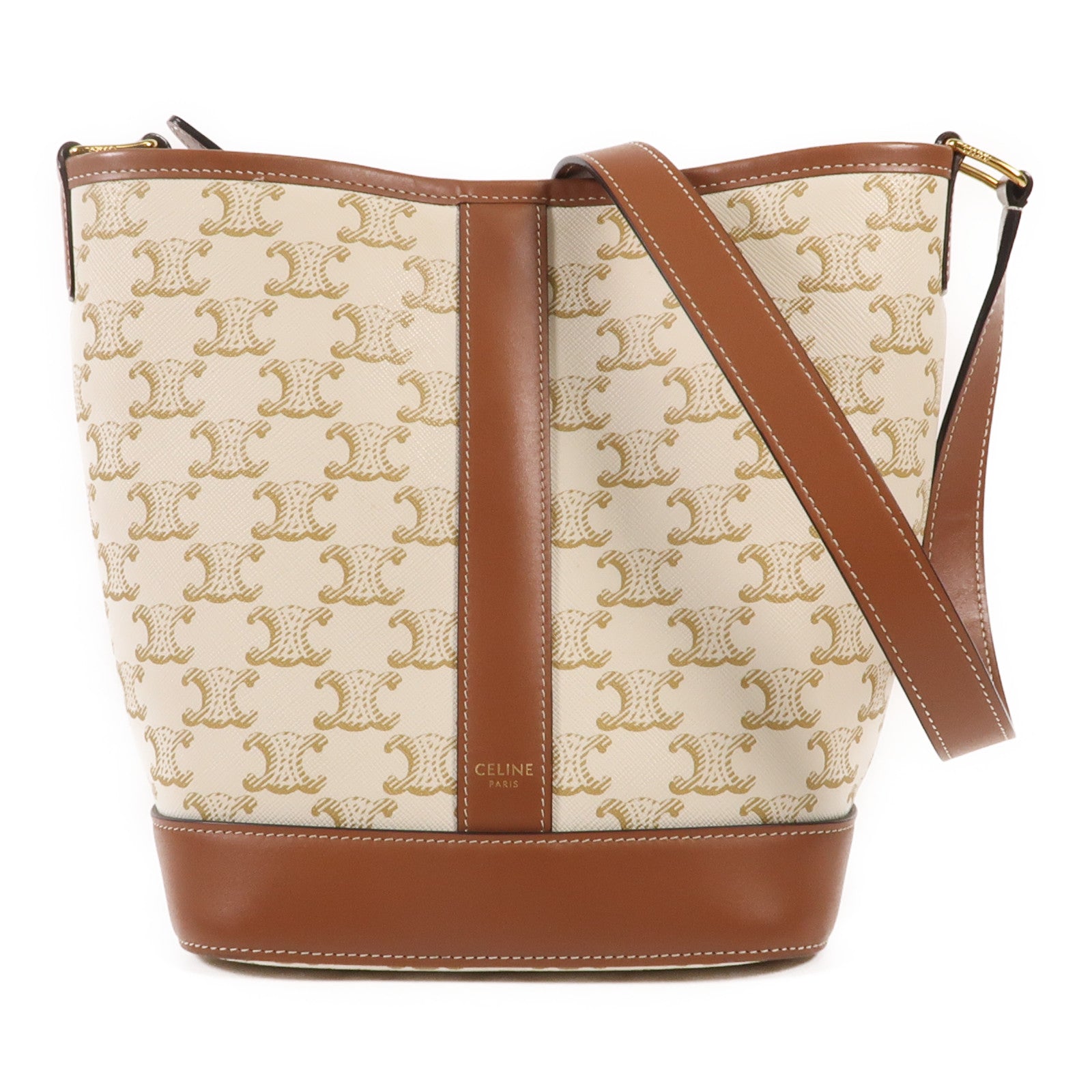 CELINE 塗層帆布Triormphe Bucket金扣肩背袋