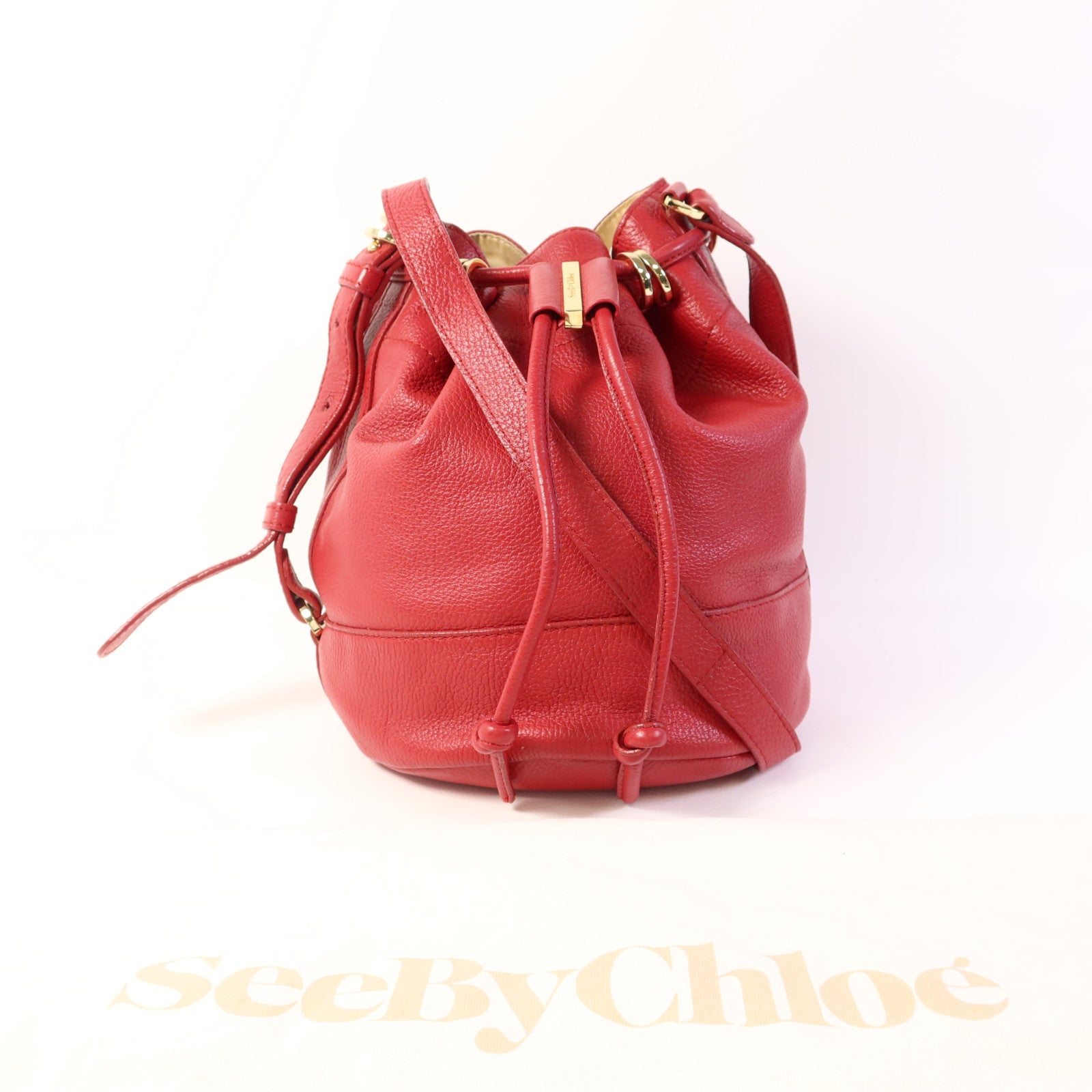 SEE BY CHLOE 【激減優惠】牛皮皮革Bucket Bag金扣肩背袋