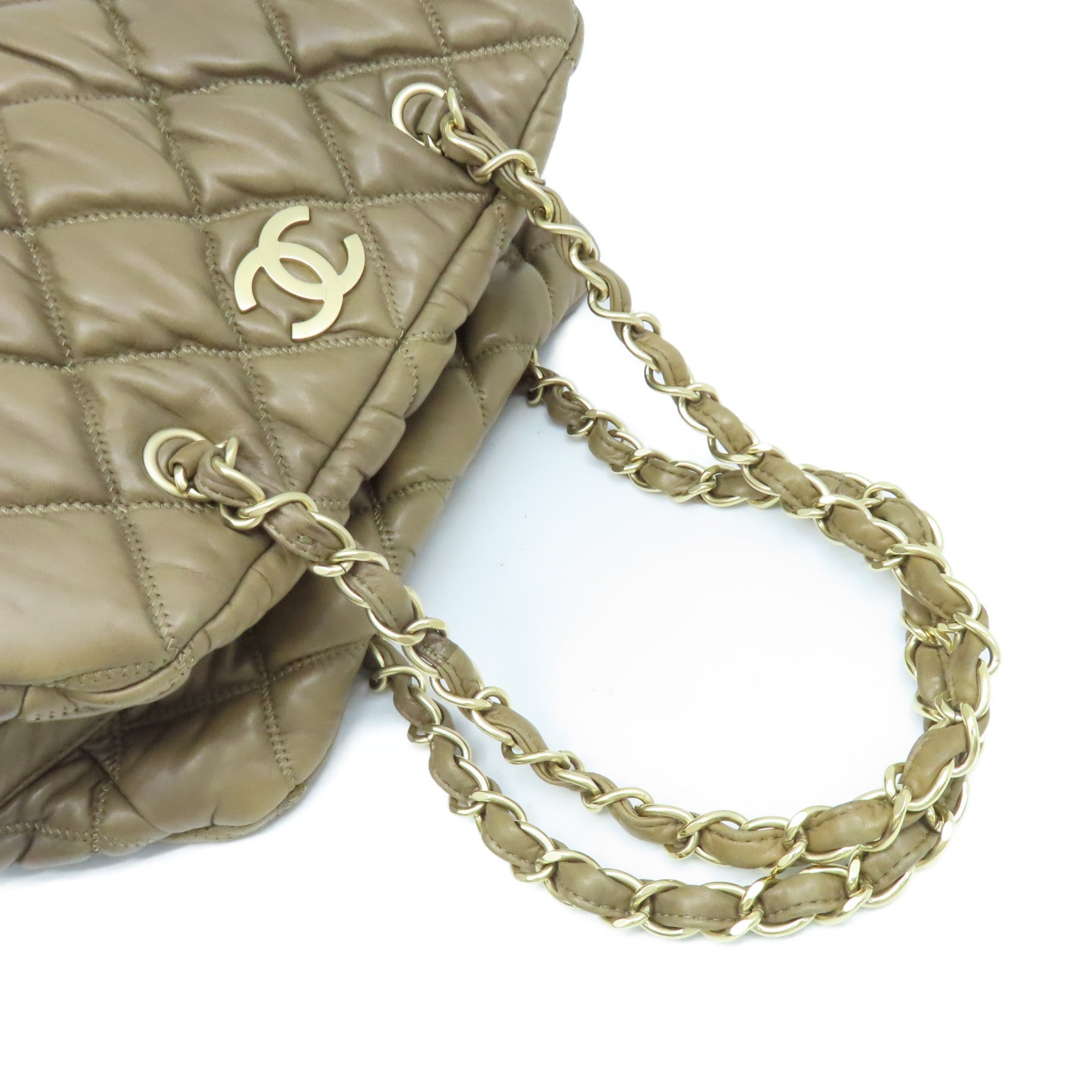 CHANEL 【激減優惠】菱格牛皮皮革Chain Shoulder Bag金扣鏈帶肩背袋啡色
