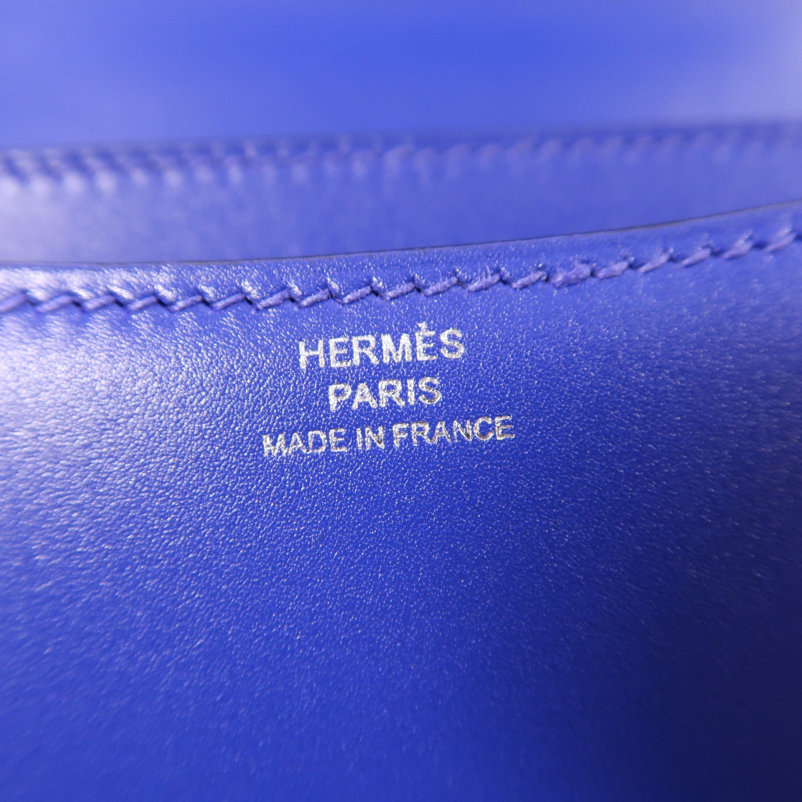 HERMES Swift皮革Constance Mini銀扣肩背袋Blue