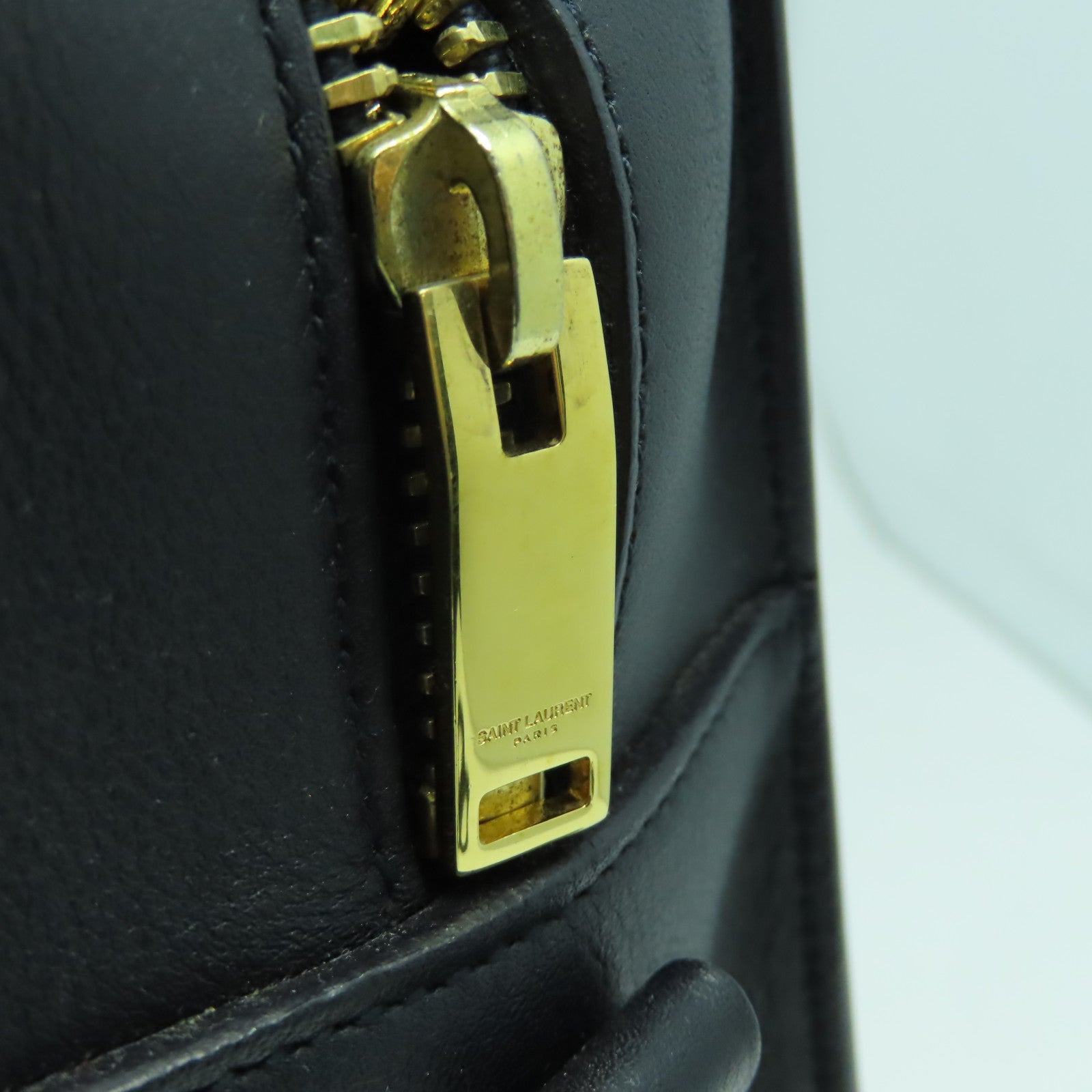 SAINT LAURENT 牛皮皮革2 Way Shoulder Bag金扣手挽肩背兩用袋深藍色