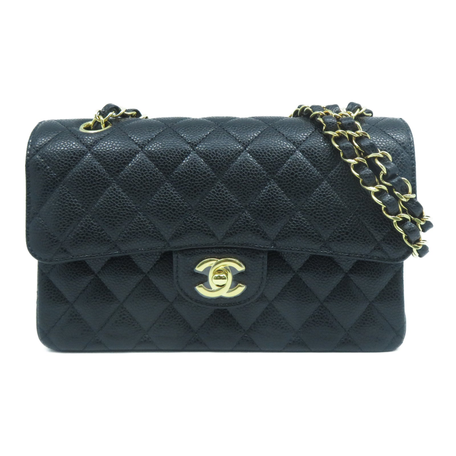 CHANEL 【激減優惠】菱格Caviar皮革Chain Shoulder Bag金扣鏈帶肩背袋黑色