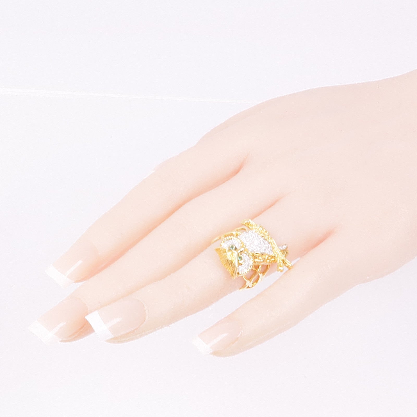 JEWELRY 18K黃金/Emerald Diamond Ring綠寶石/鑽石戒指US#6