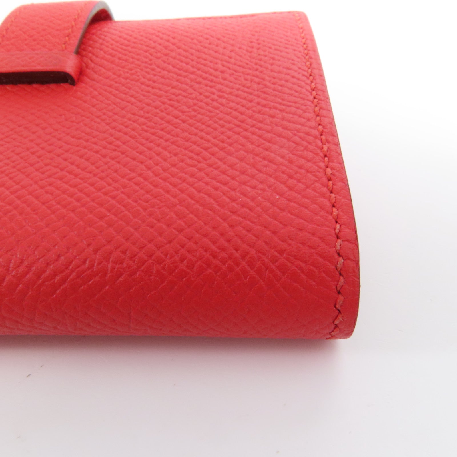 HERMES Epsom皮革Bearn Card Case金扣卡片套Rouge Tomate