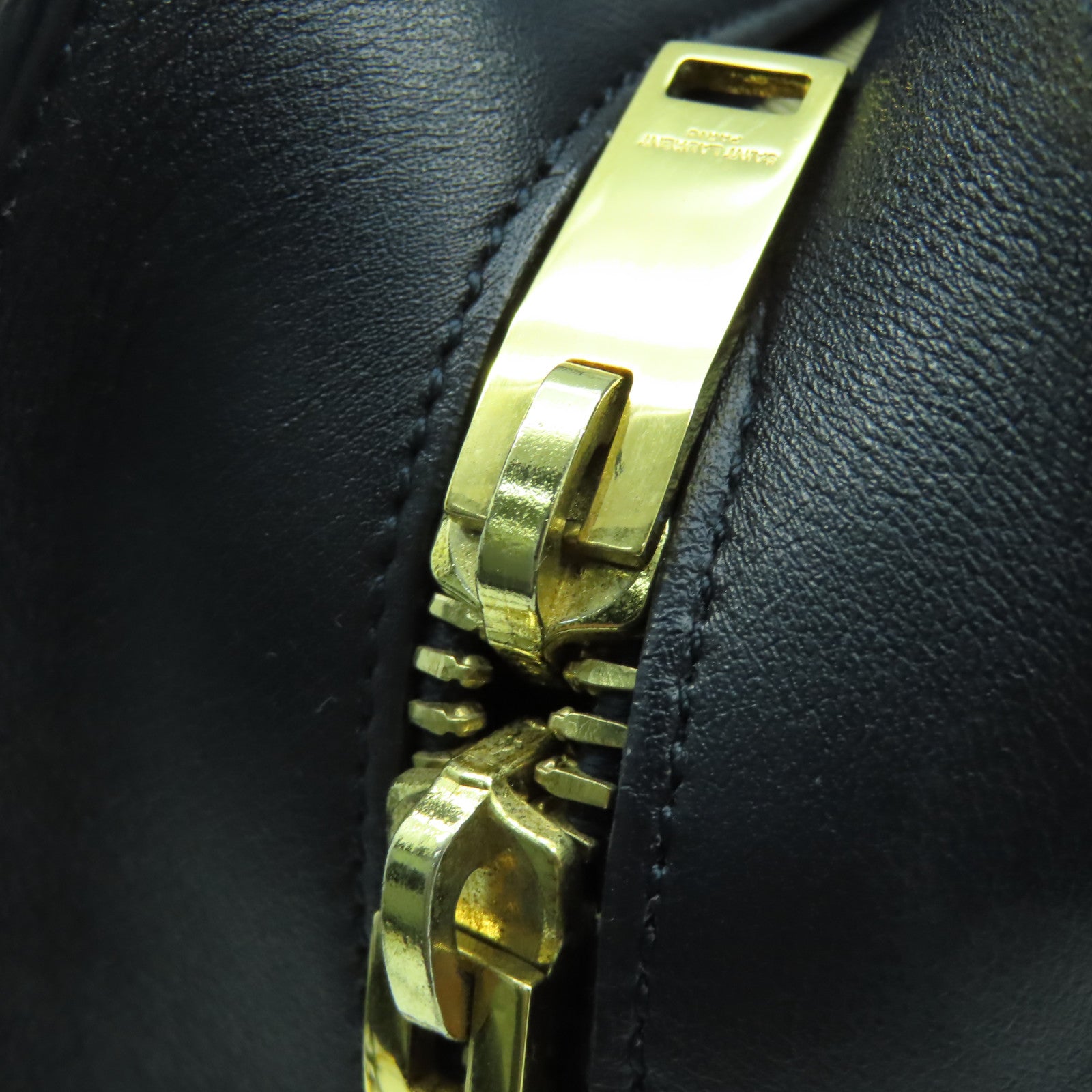SAINT LAURENT 牛皮皮革2 Way Shoulder Bag金扣手挽肩背兩用袋深藍色