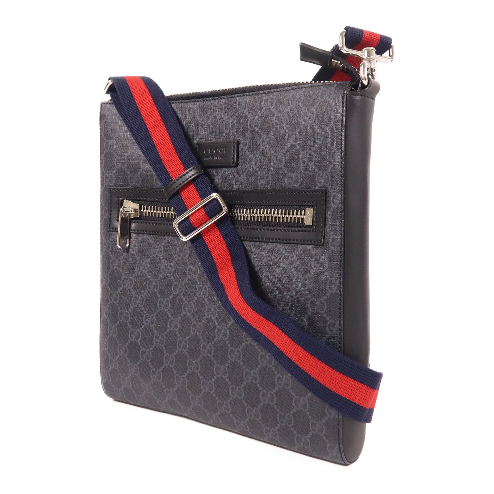 GUCCI 塗層帆布Medium Messenger Bag銀扣肩背袋