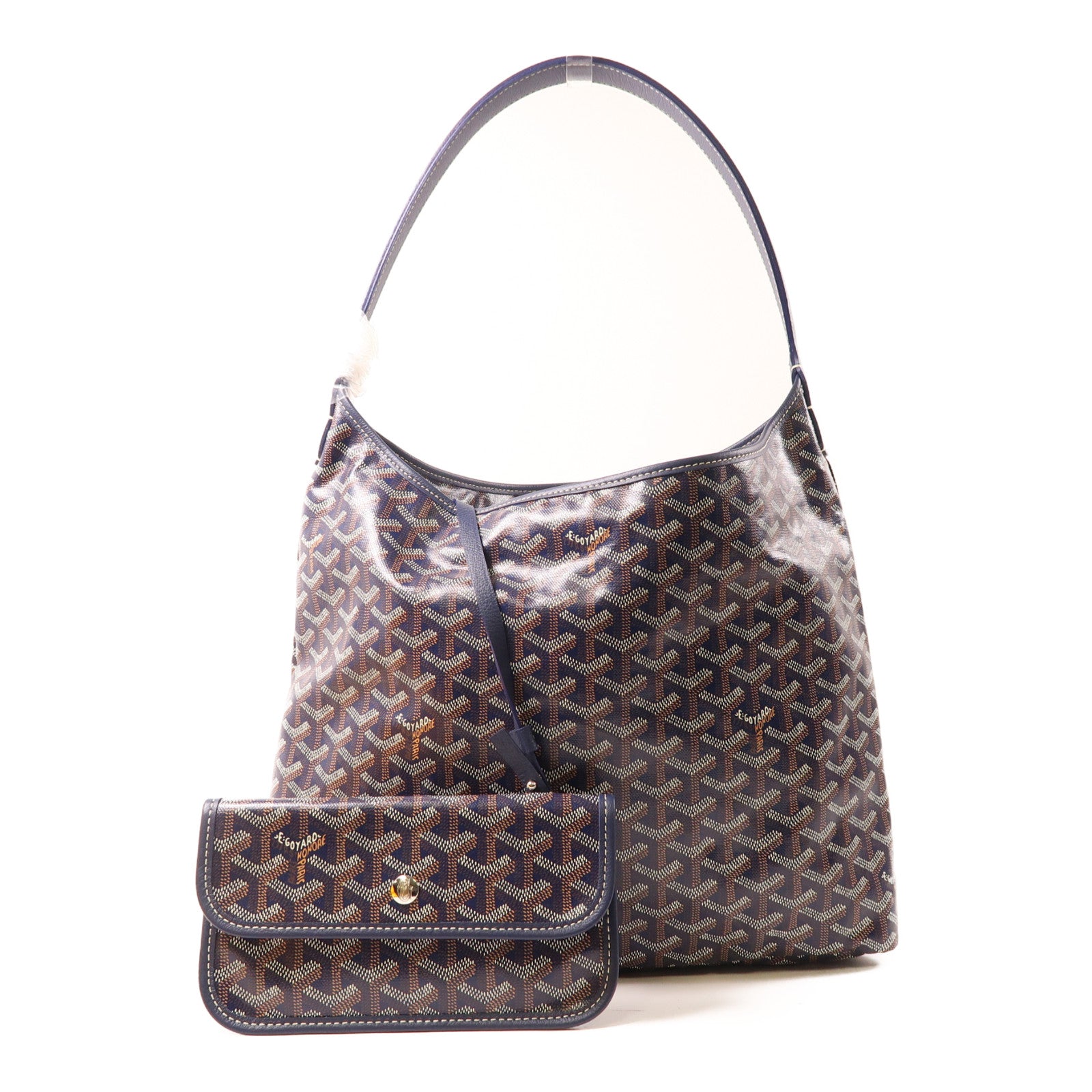 GOYARD 塗層帆布Bohème Hobo銀扣肩背袋深藍色