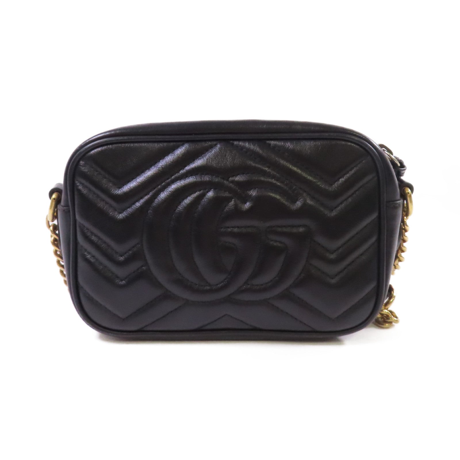 GUCCI 【激減優惠】牛皮皮革GG Marmont Mini Shoulder Bag金扣肩背袋黑色