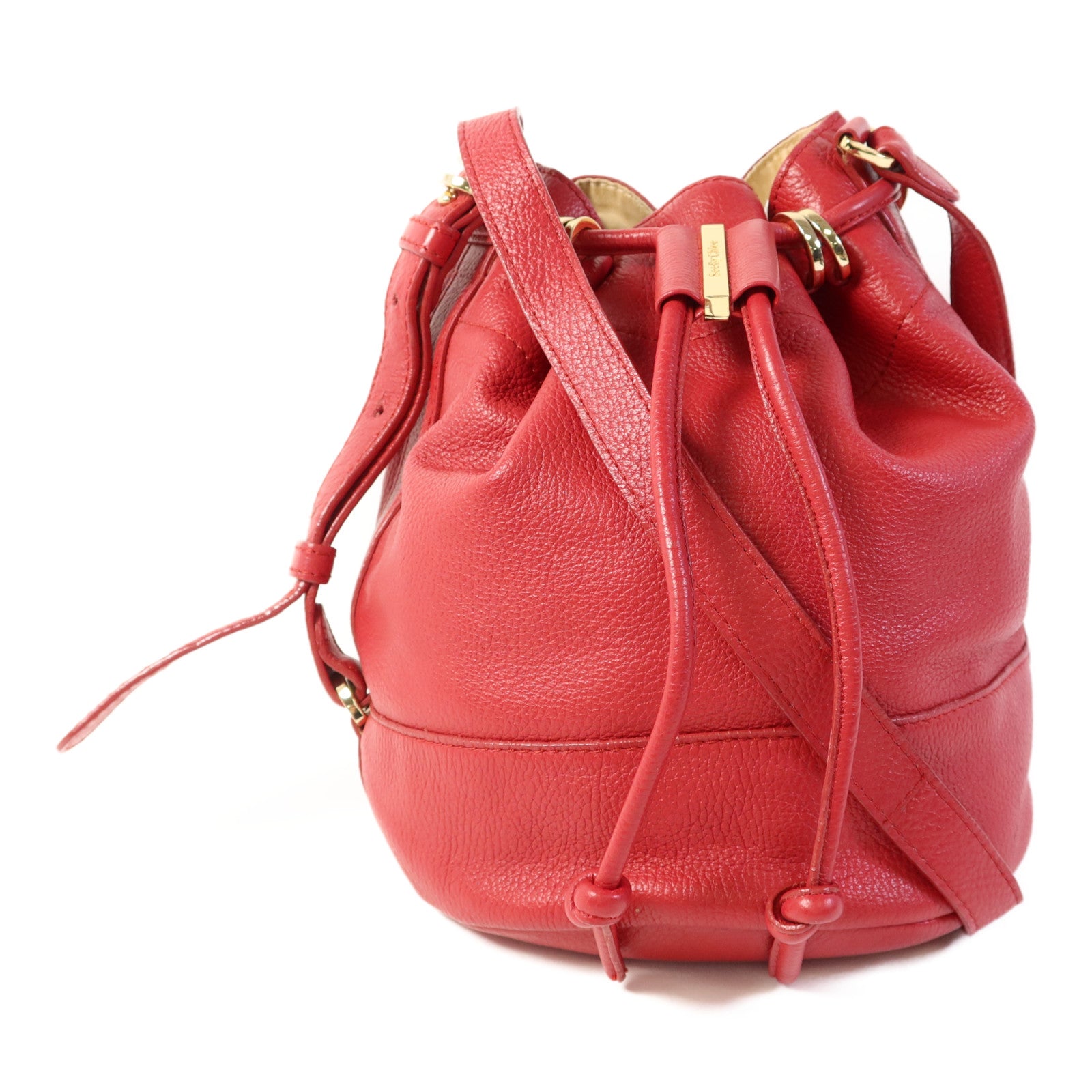 SEE BY CHLOE 【激減優惠】牛皮皮革Bucket Bag金扣肩背袋