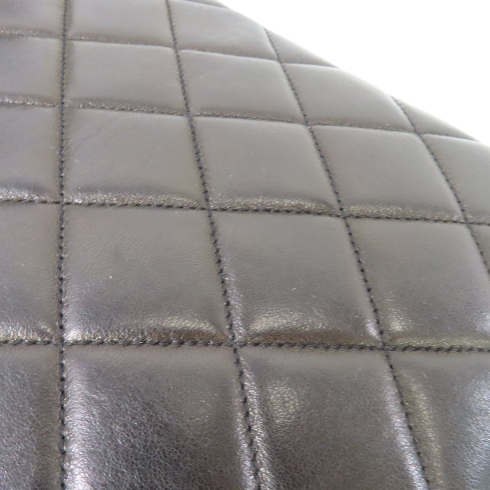 CHANEL 菱格牛皮皮革Chain Shoulder Bag金扣鏈帶肩背袋黑色