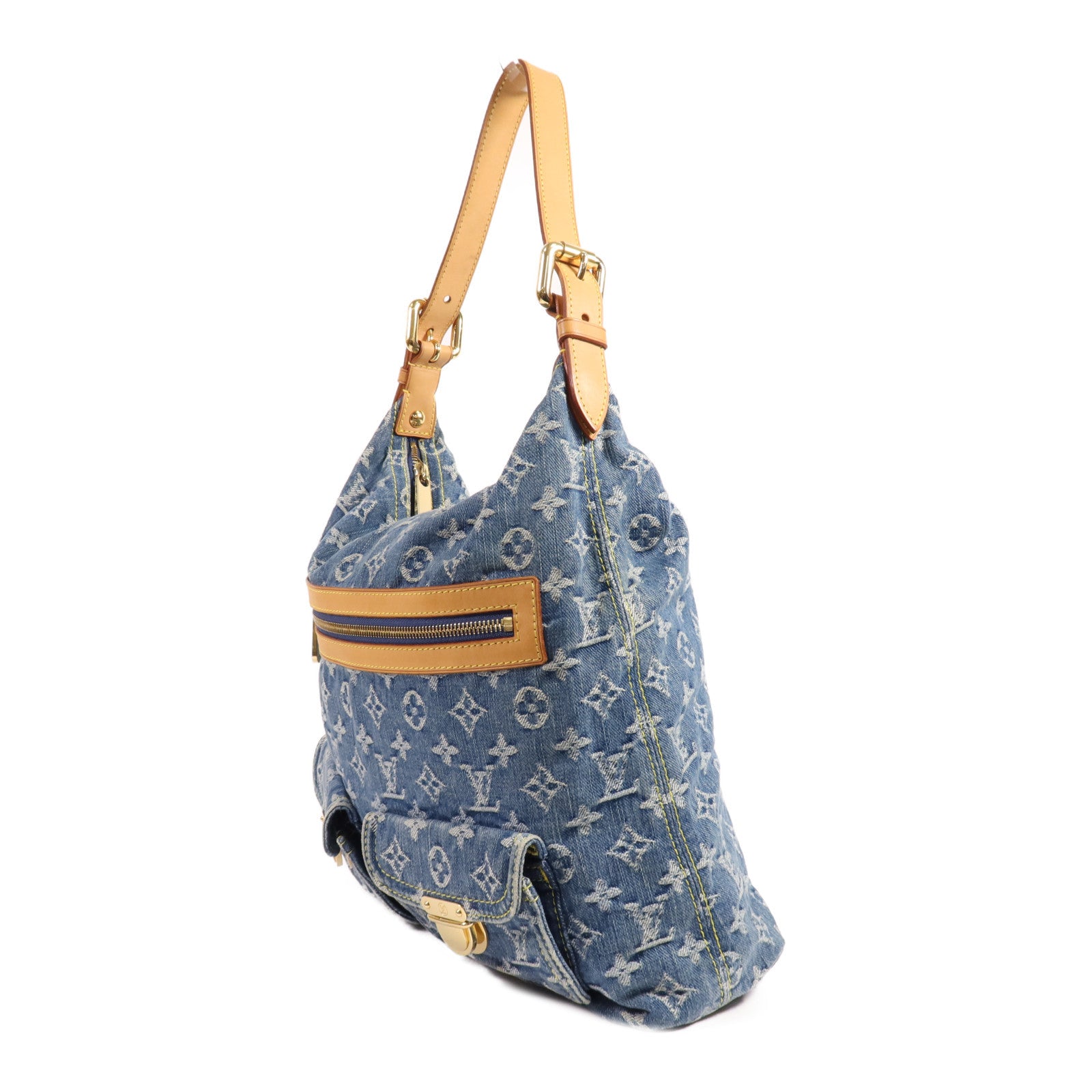 LOUIS VUITTON Monogram Denim Baggy GM金扣肩背袋