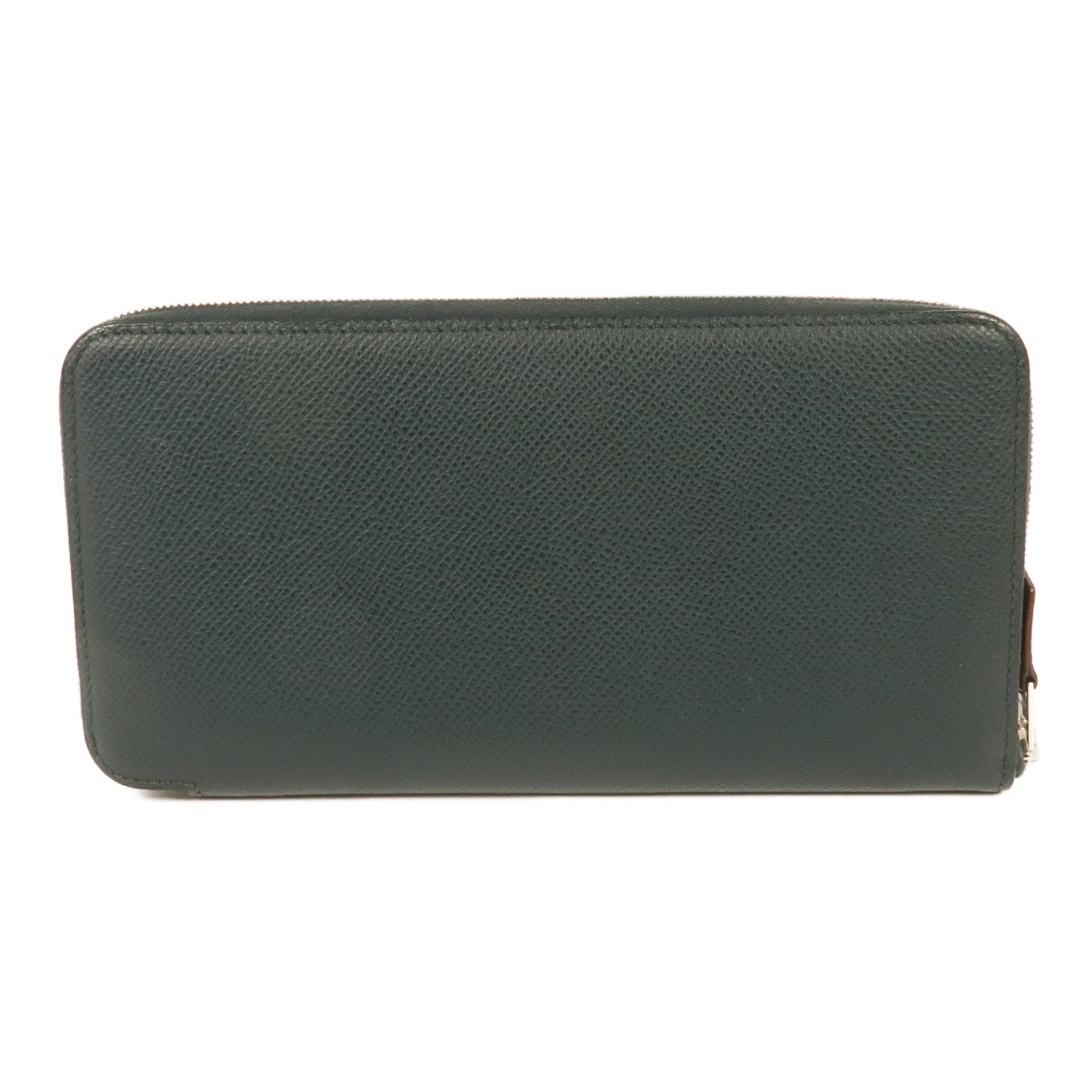 HERMES Epsom皮革Silk In Long Wallet銀扣長錢包Vert Cypress