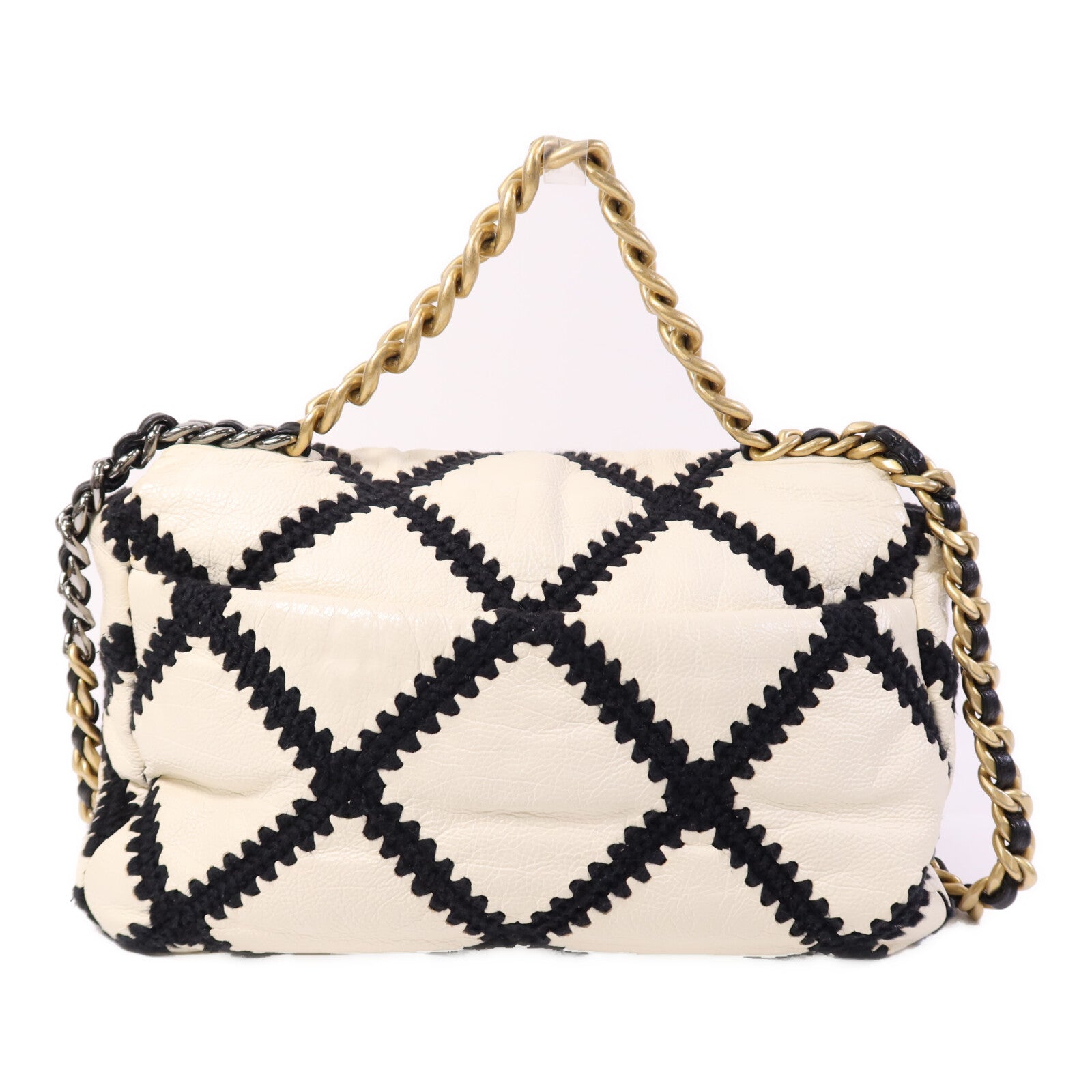 CHANEL 牛皮皮革Chanel 19 Large金扣鏈帶手挽肩背兩用袋