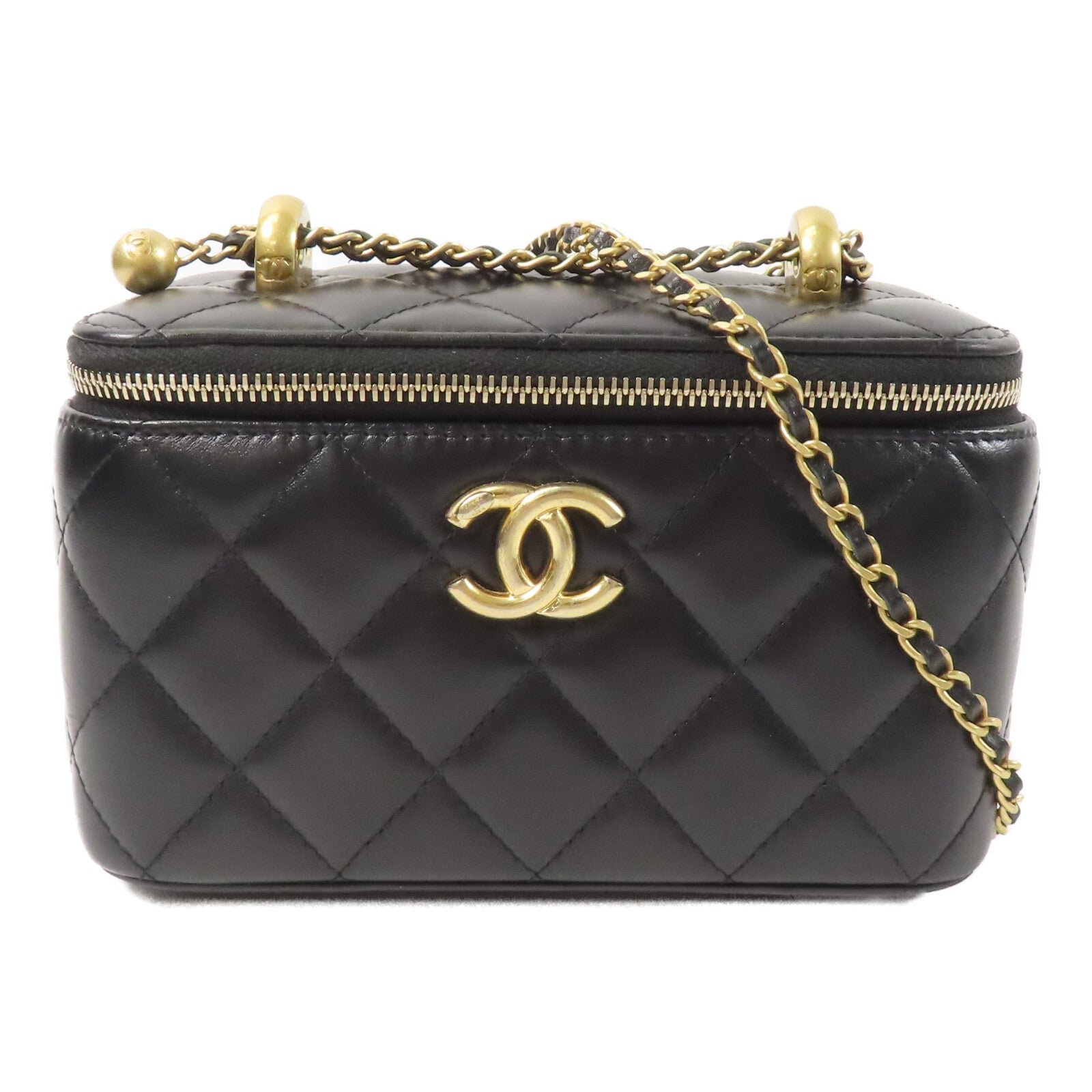 CHANEL 羊皮皮革Vanity Case鏈帶肩背袋