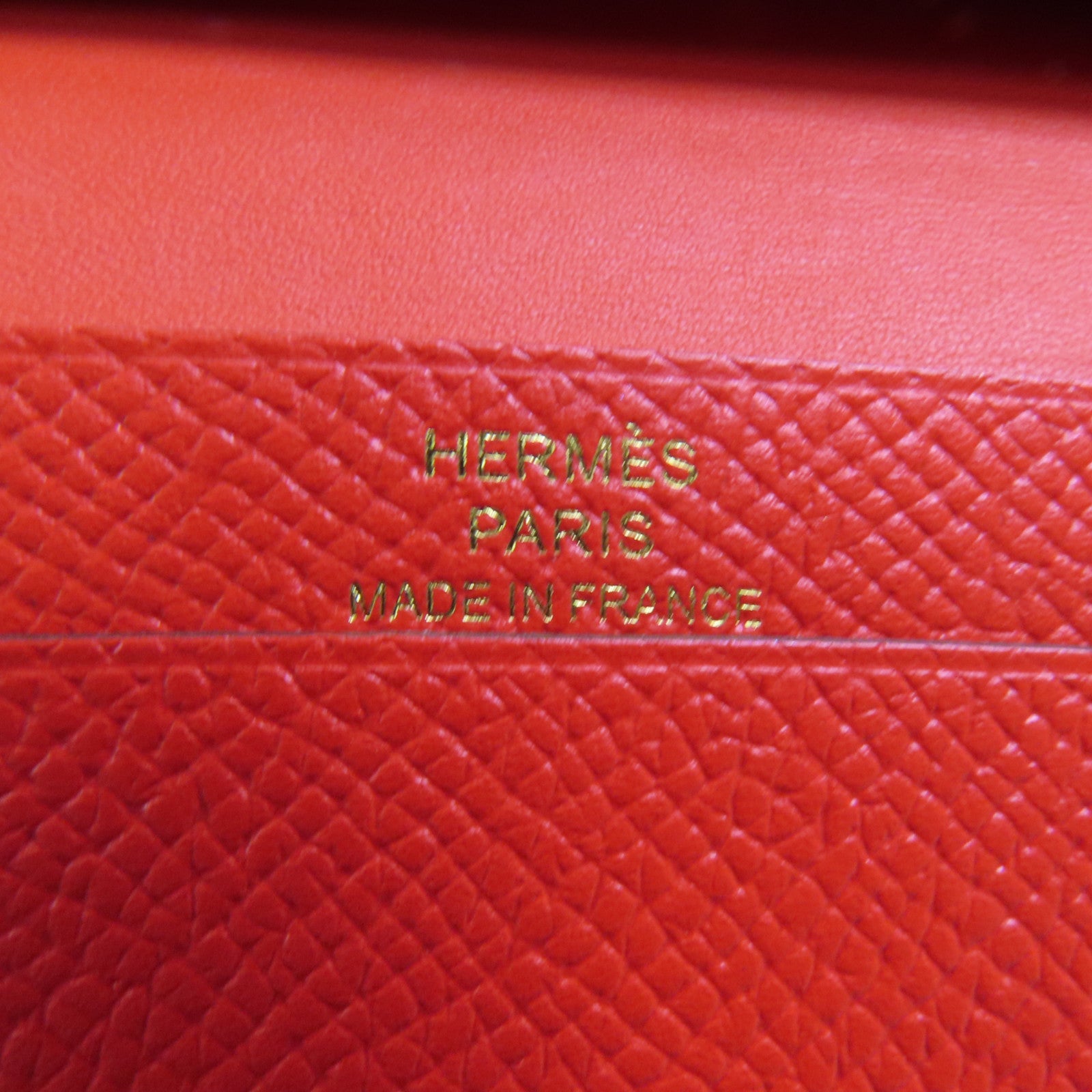 HERMES Epsom皮革Bearn Card Case金扣卡片套Rouge Tomate