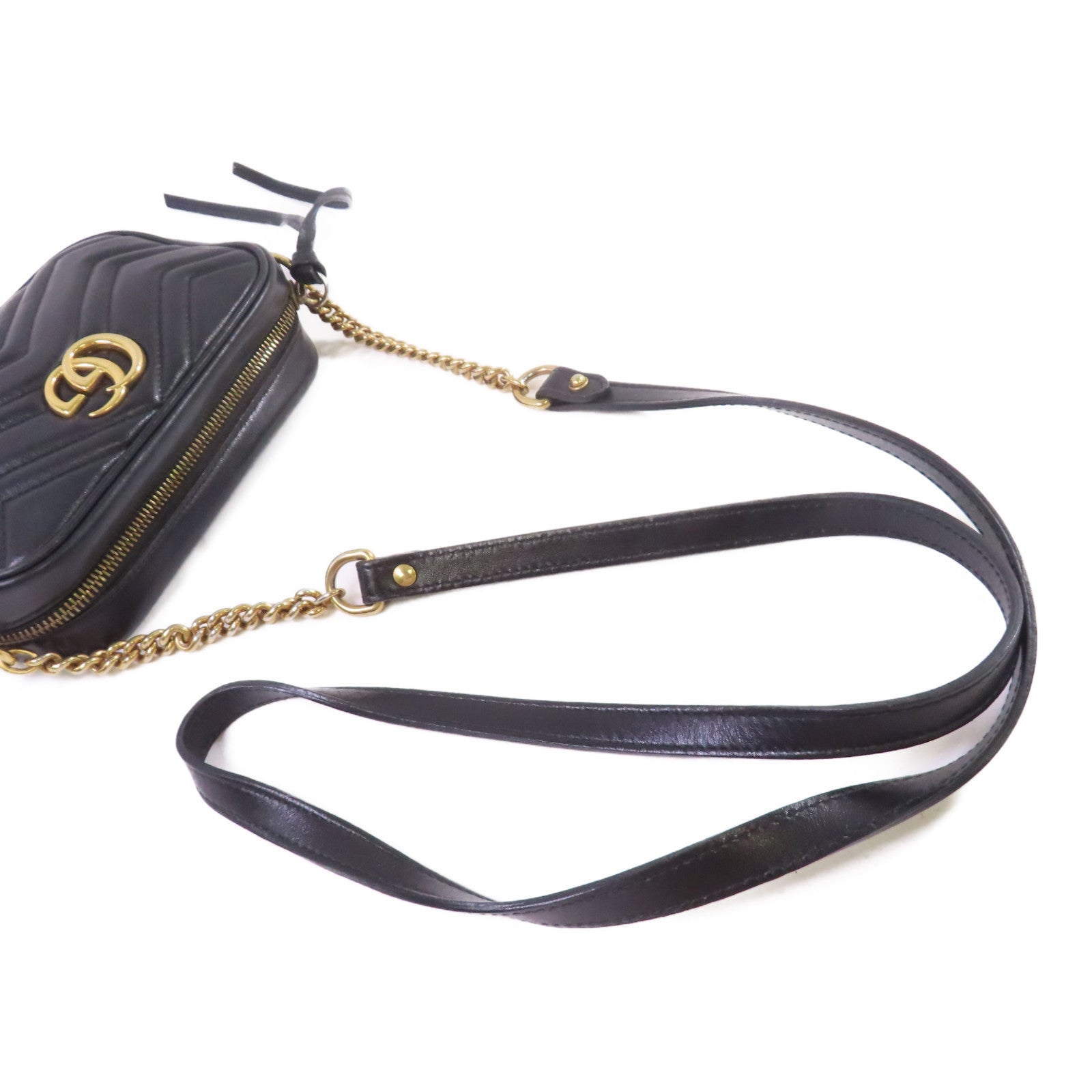 GUCCI 【激減優惠】牛皮皮革GG Marmont Mini Shoulder Bag金扣肩背袋黑色