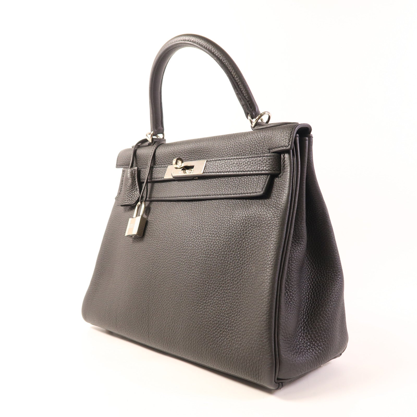 HERMES PHW Kelly 28 2 Way Shoulder Bag Handbag Togo Leather Noir