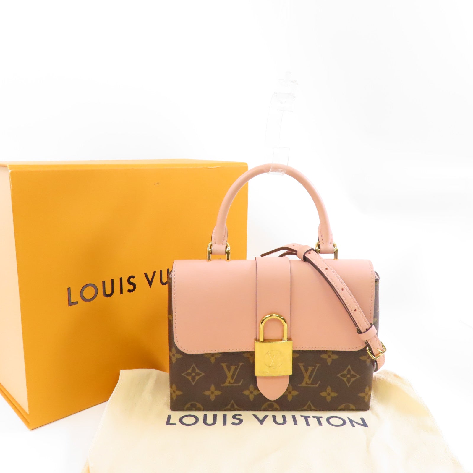 LOUIS VUITTON Monogram Locky BB金扣手挽肩背兩用袋粉紅色
