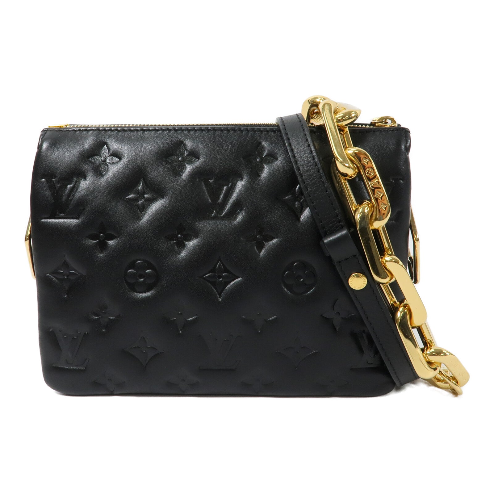 LOUIS VUITTON Monogram Embossed Coussin BB鏈帶手挽肩背兩用袋