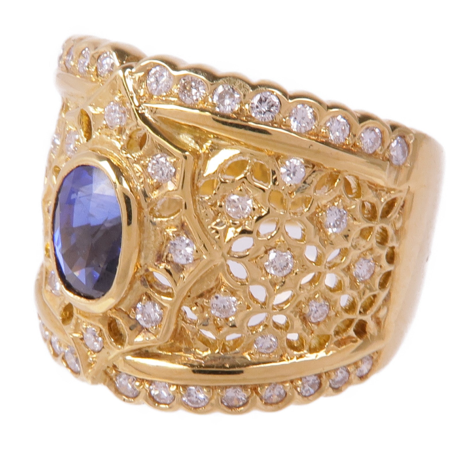 JEWELRY 18K黃金Sapphire Diamond Ring藍寶石/鑽石戒指US#6