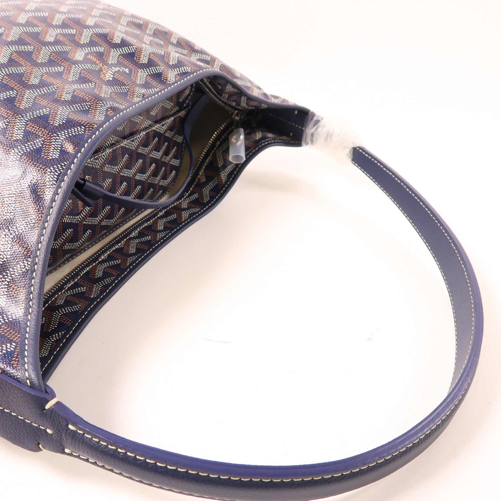 GOYARD 塗層帆布Bohème Hobo銀扣肩背袋深藍色