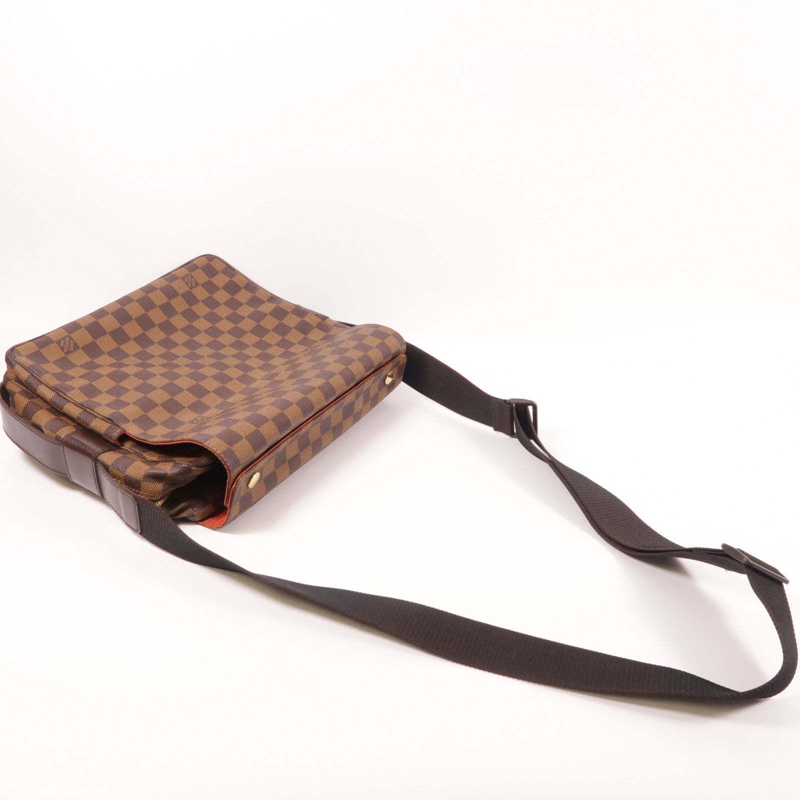 LOUIS VUITTON Damier Naviglio金扣肩背袋棕色