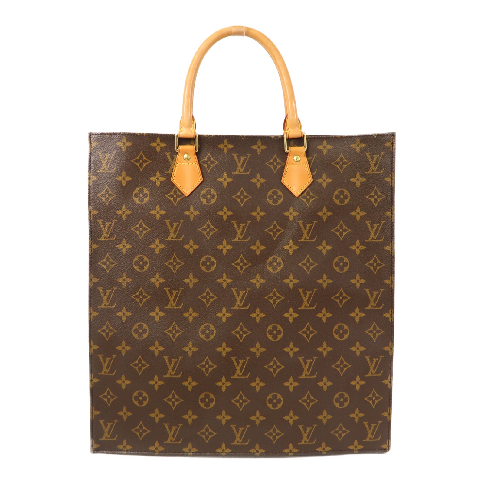 LOUIS VUITTON Monogram Sac Plat金扣手挽袋啡色