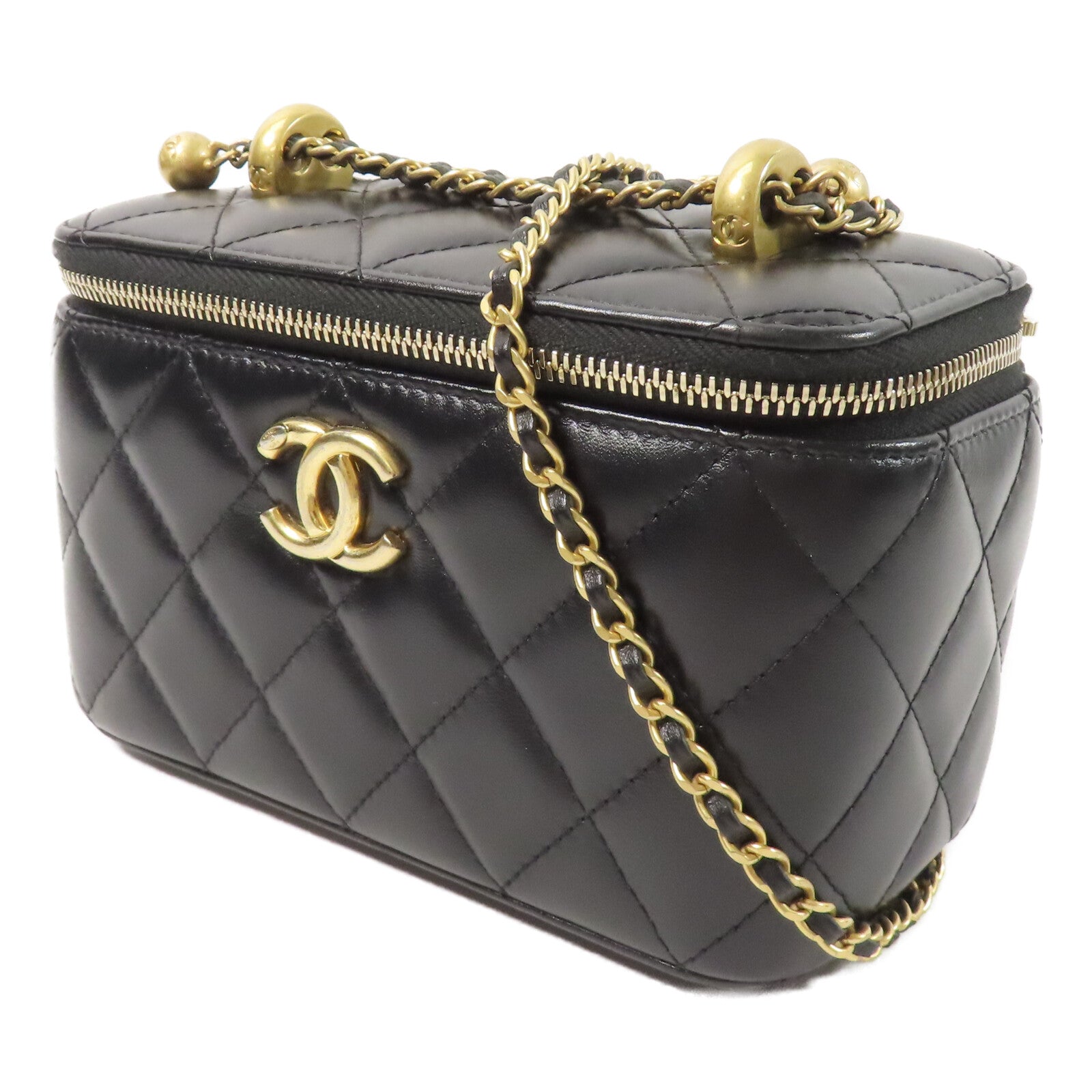 CHANEL 羊皮皮革Vanity Case鏈帶肩背袋