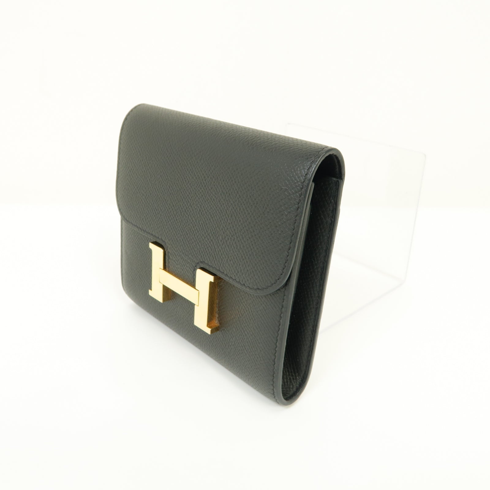 HERMES Epsom皮革Constance Wallet金扣錢包黒色
