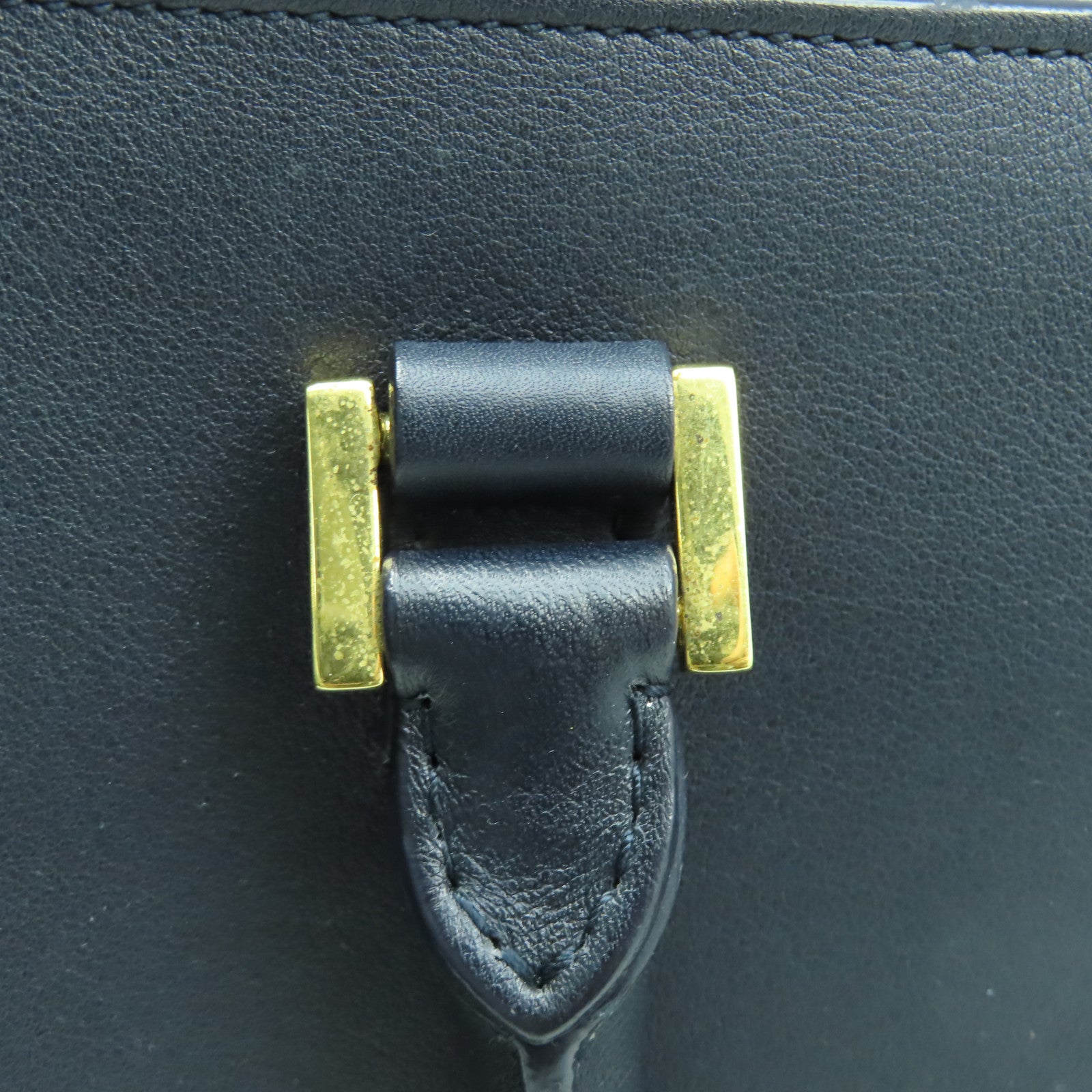 SAINT LAURENT 牛皮皮革2 Way Shoulder Bag金扣手挽肩背兩用袋深藍色