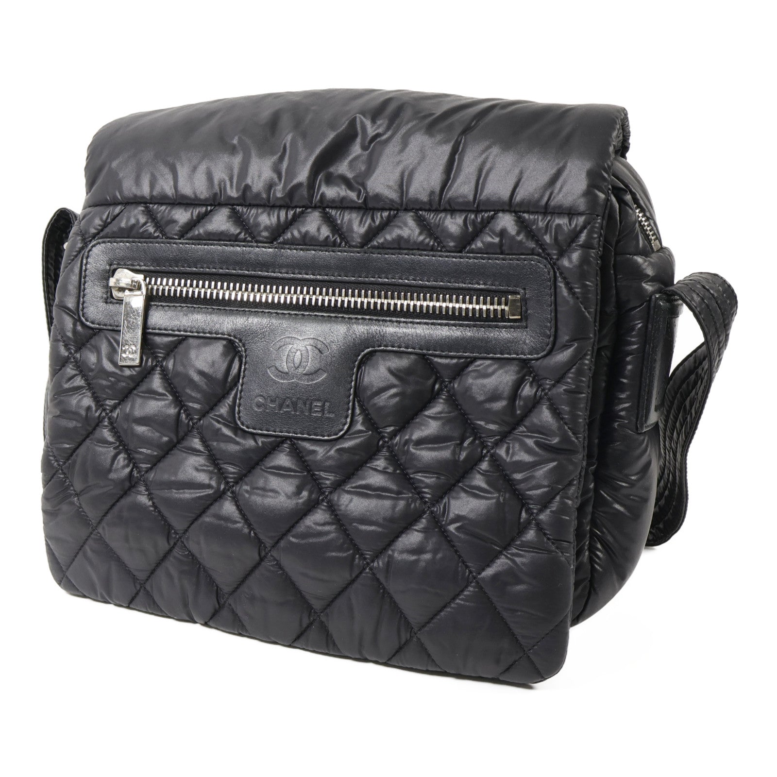 CHANEL 尼龍Coco Cocoon Messenger銀扣肩背袋