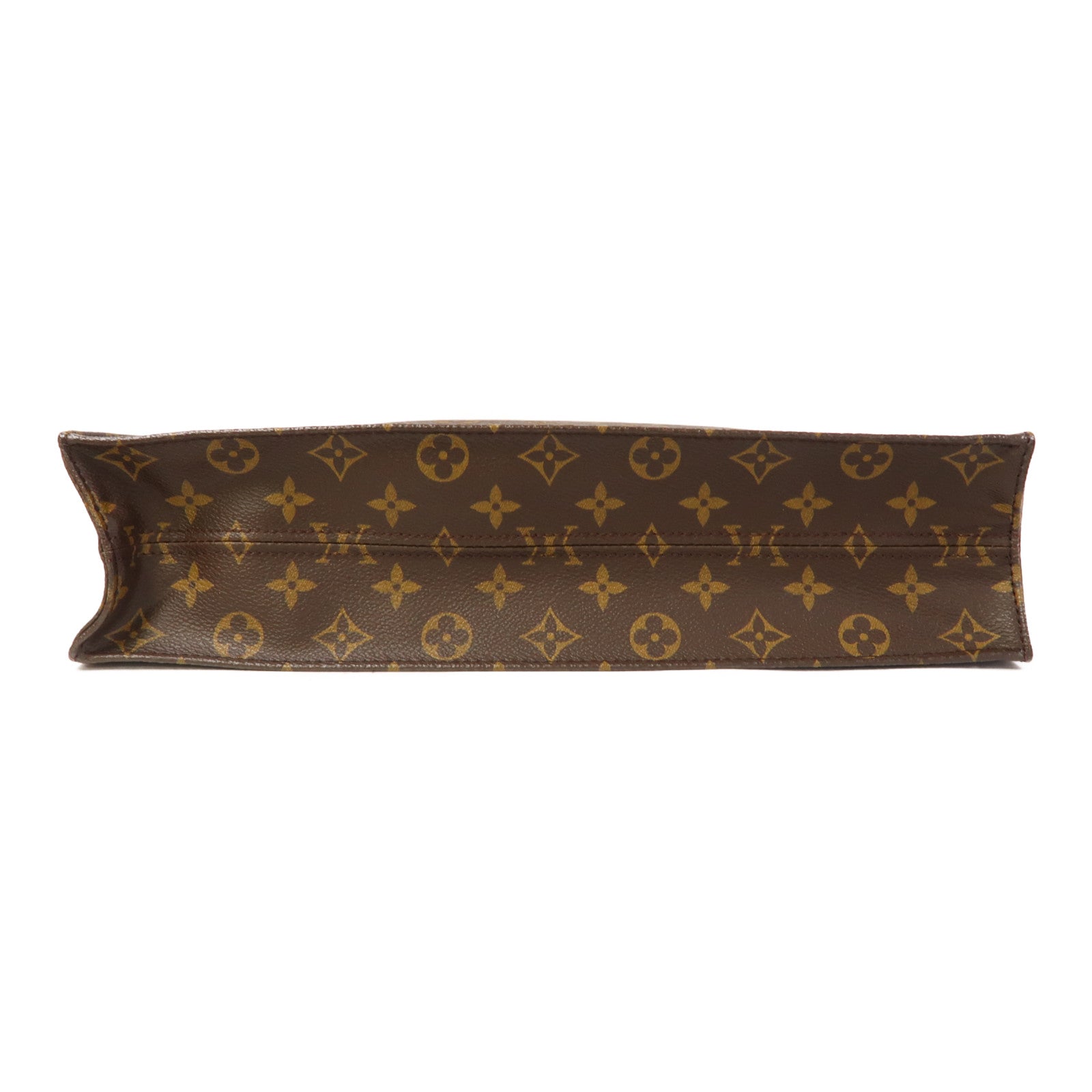 LOUIS VUITTON Monogram Sac Plat金扣手挽袋啡色