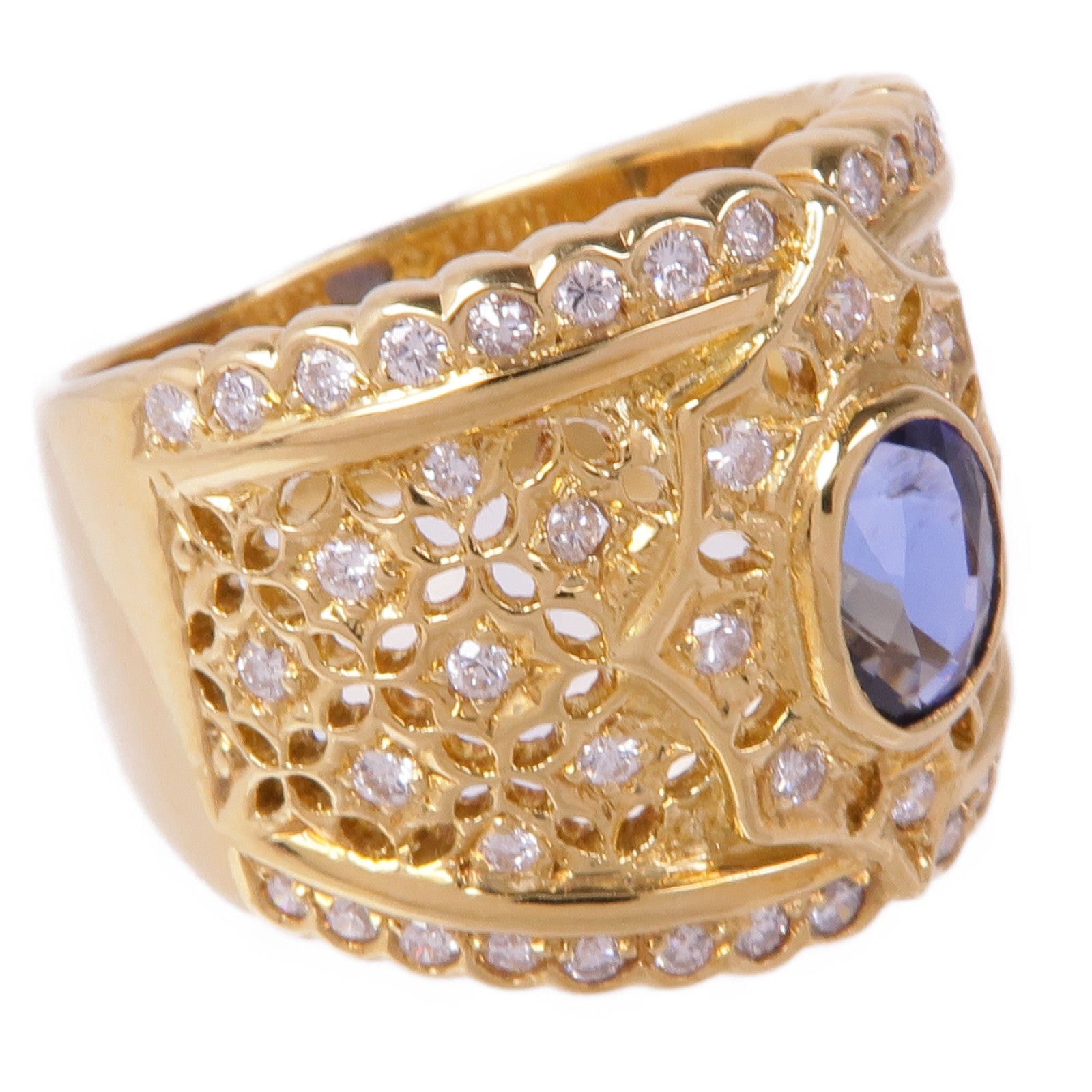 JEWELRY 18K黃金Sapphire Diamond Ring藍寶石/鑽石戒指US#6