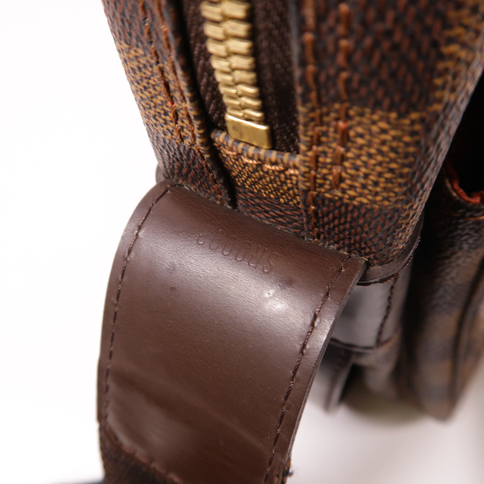 LOUIS VUITTON Damier Naviglio金扣肩背袋棕色