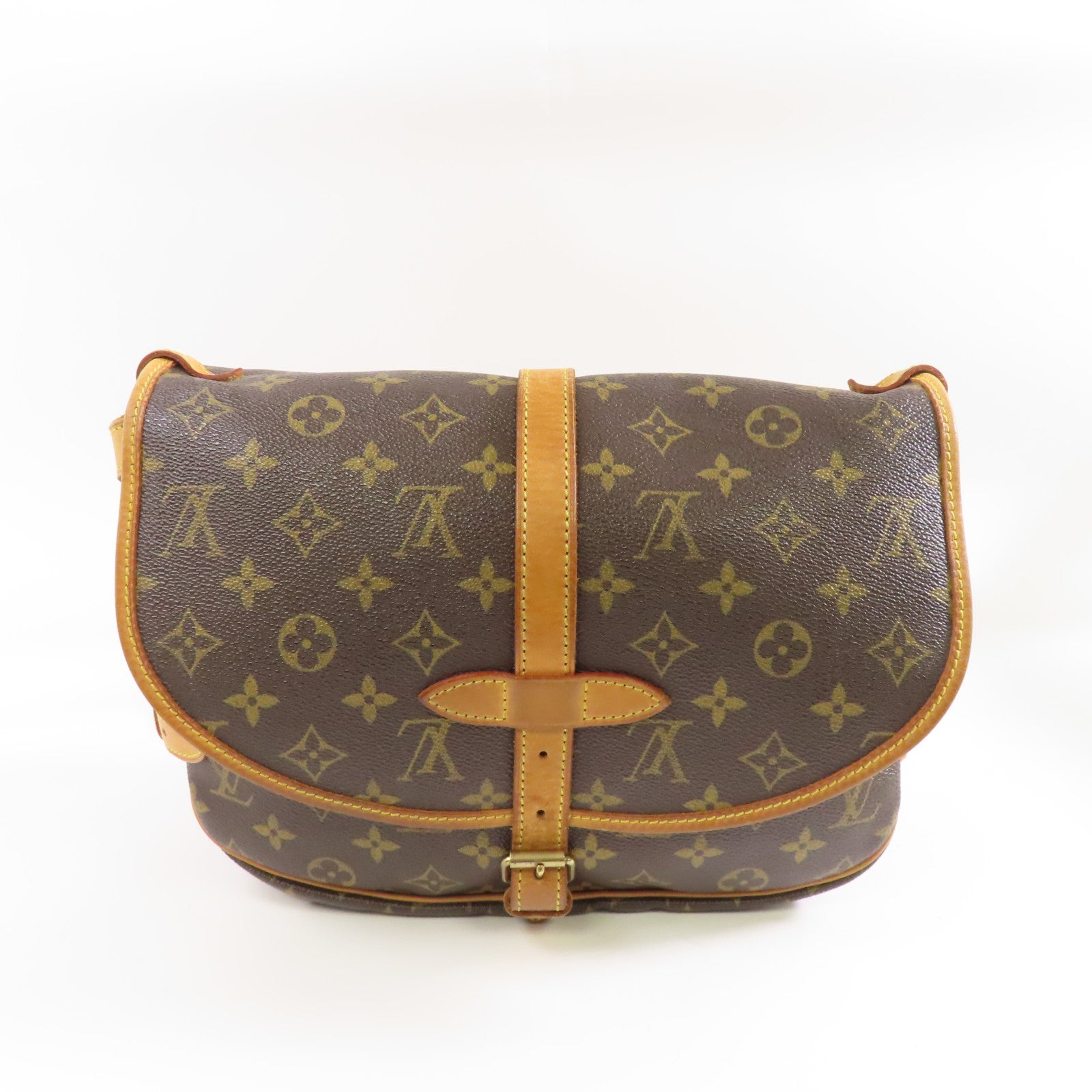 LOUIS VUITTON Monogram Saumur 30金扣肩背袋棕色