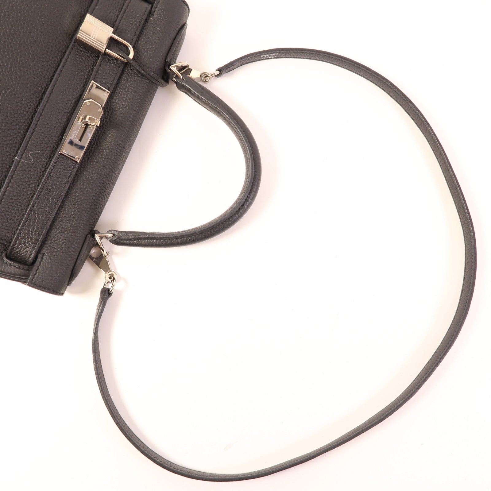 HERMES PHW Kelly 28 2 Way Shoulder Bag Handbag Togo Leather Noir