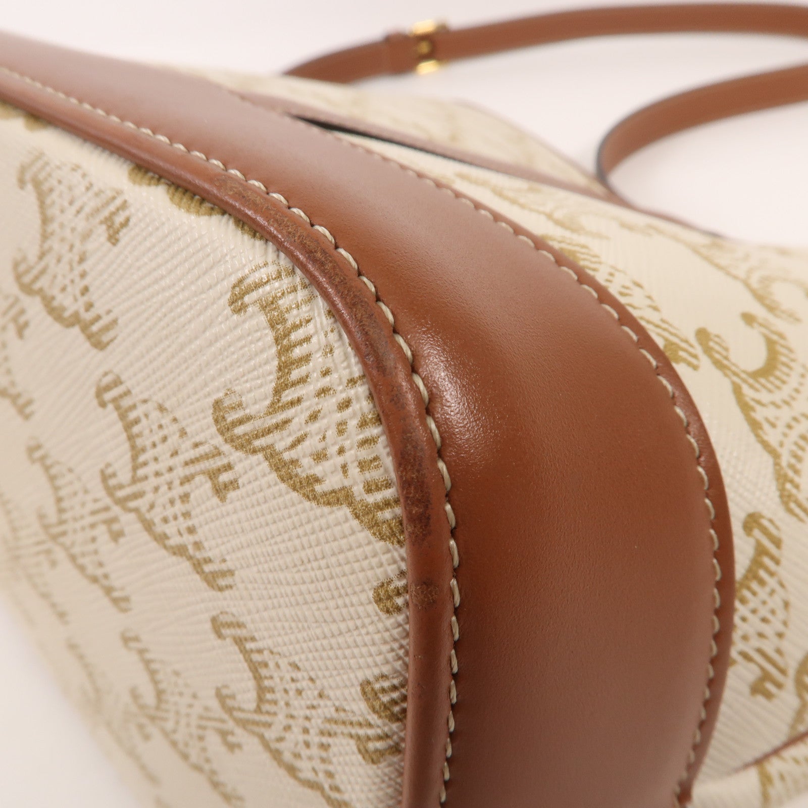 CELINE 塗層帆布Triormphe Bucket金扣肩背袋