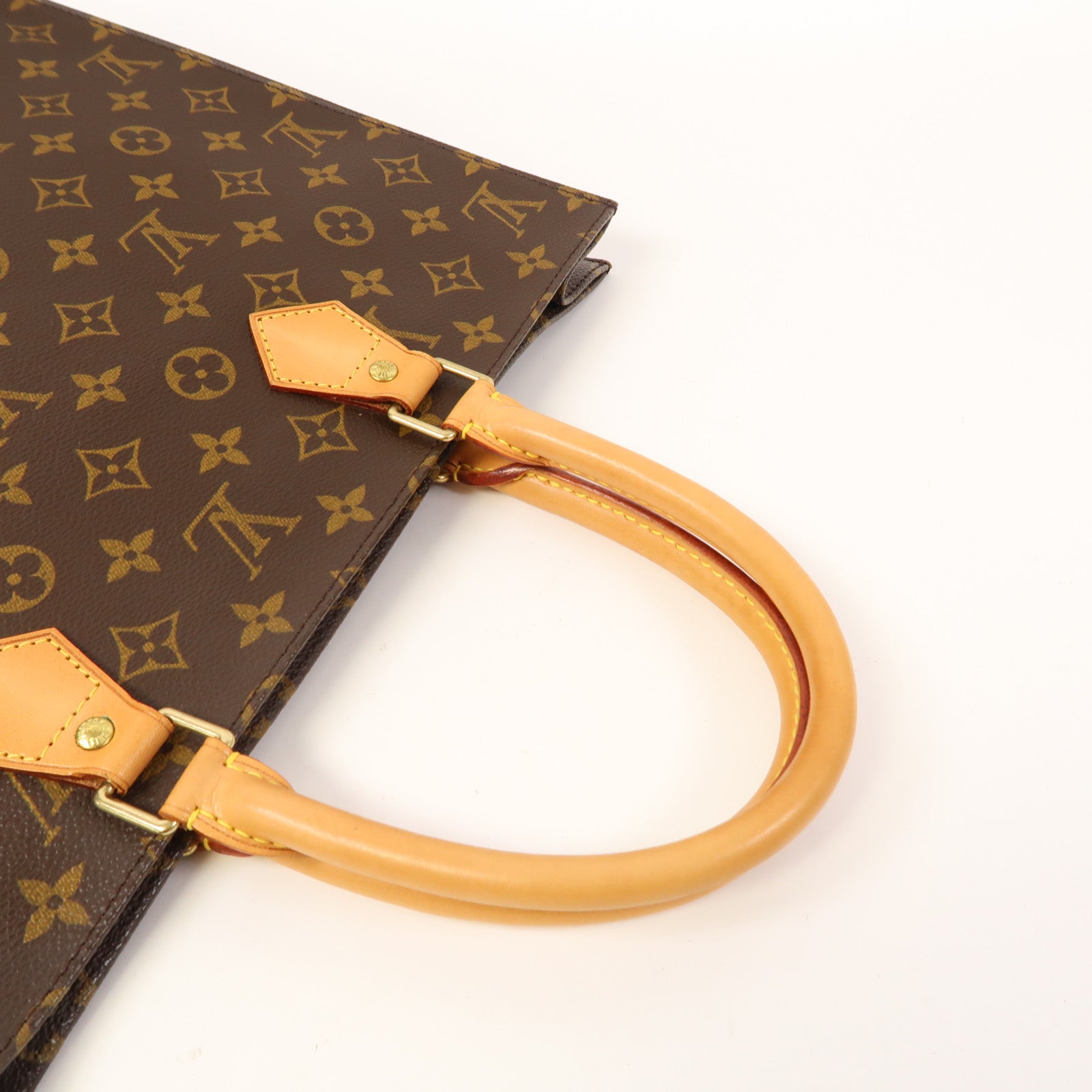 LOUIS VUITTON Monogram Sac Plat金扣手挽袋啡色