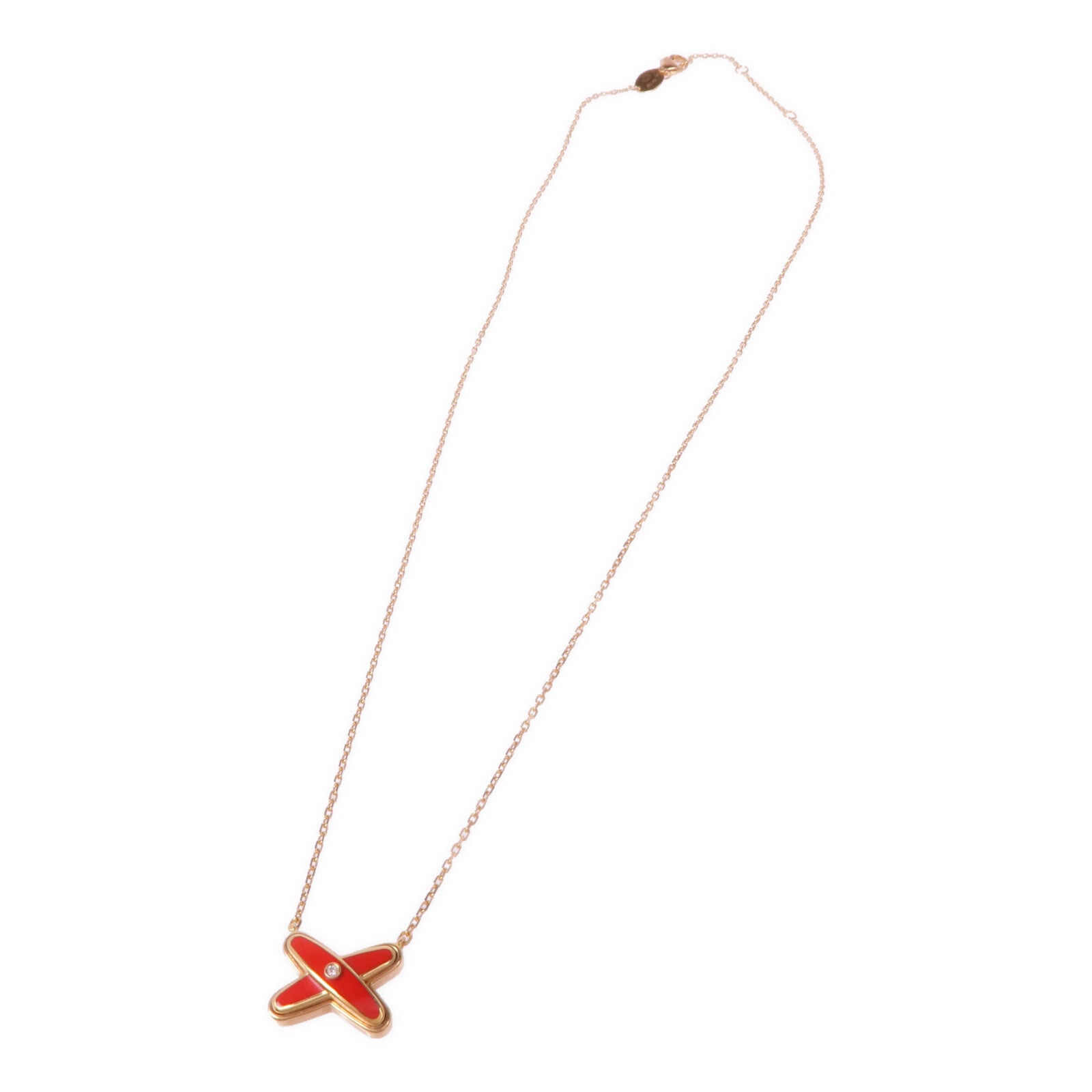 Chaumet 【激減優惠】18K玫瑰金Jeux de Liens Carnelian Pendant鑽石/紅玉髓項鍊