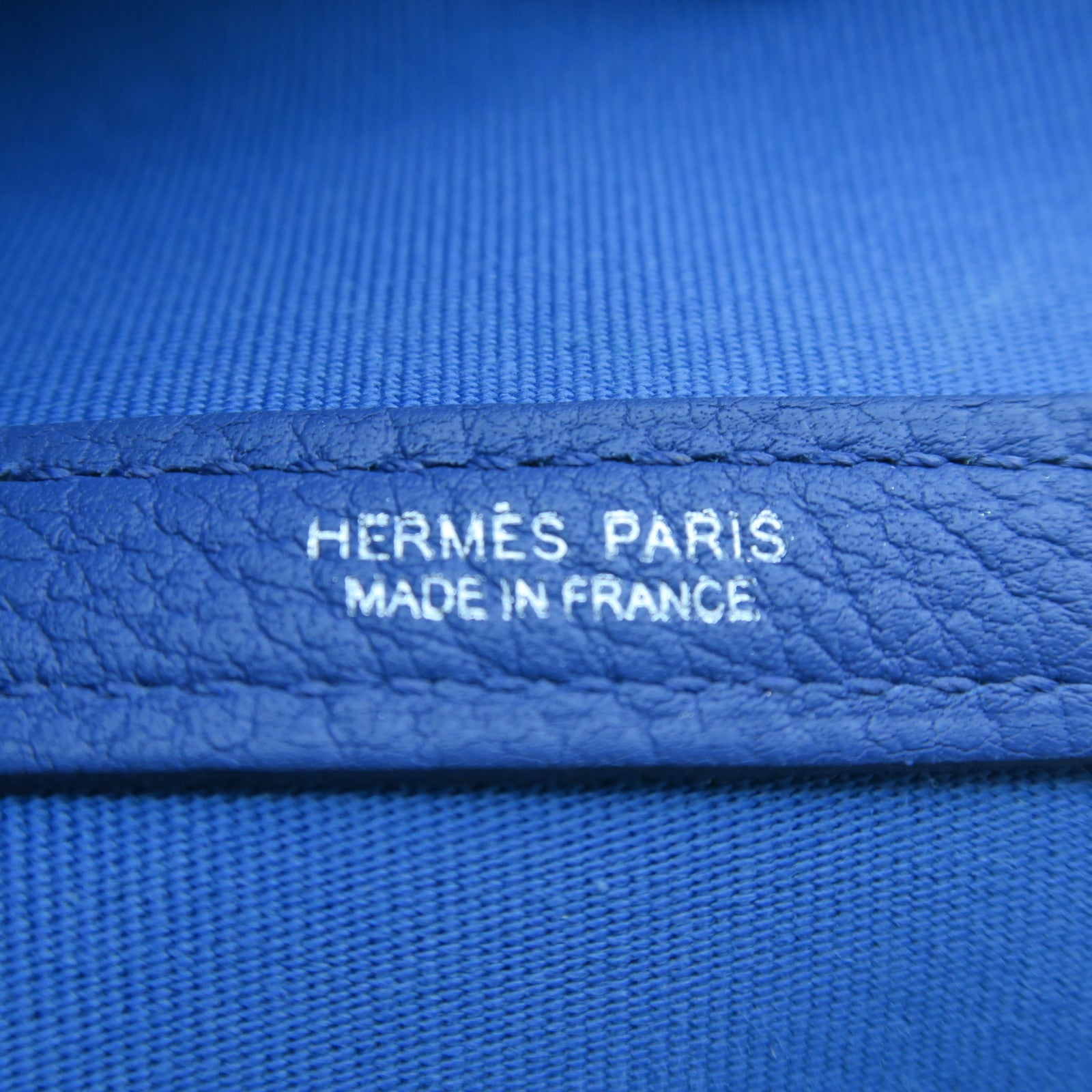 HERMES 【激減優惠】帆布GardenParty PM銀扣手挽袋深藍瑪瑙