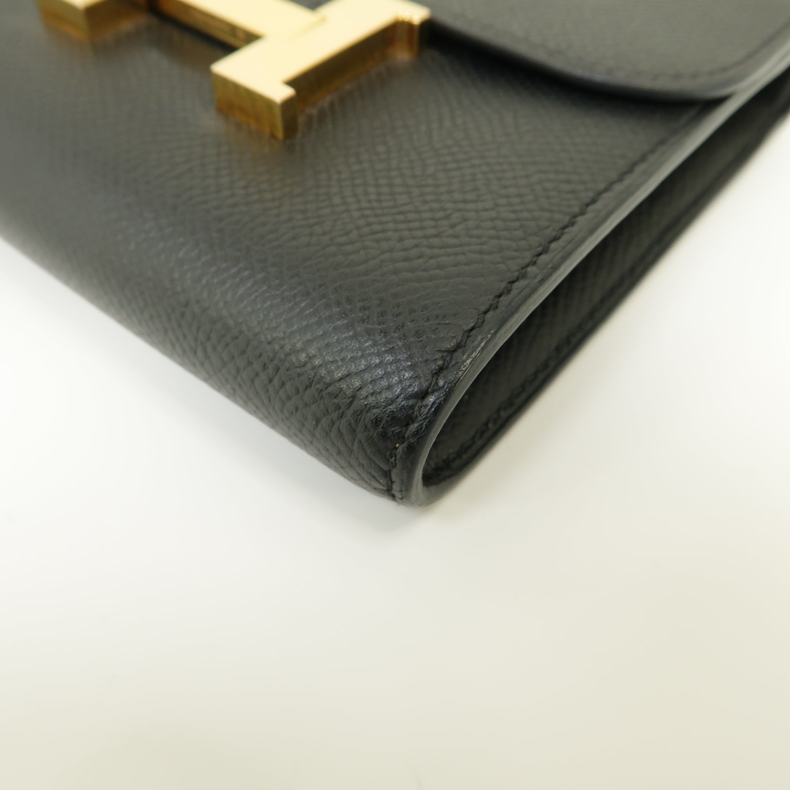 HERMES Epsom皮革Constance Wallet金扣錢包黒色