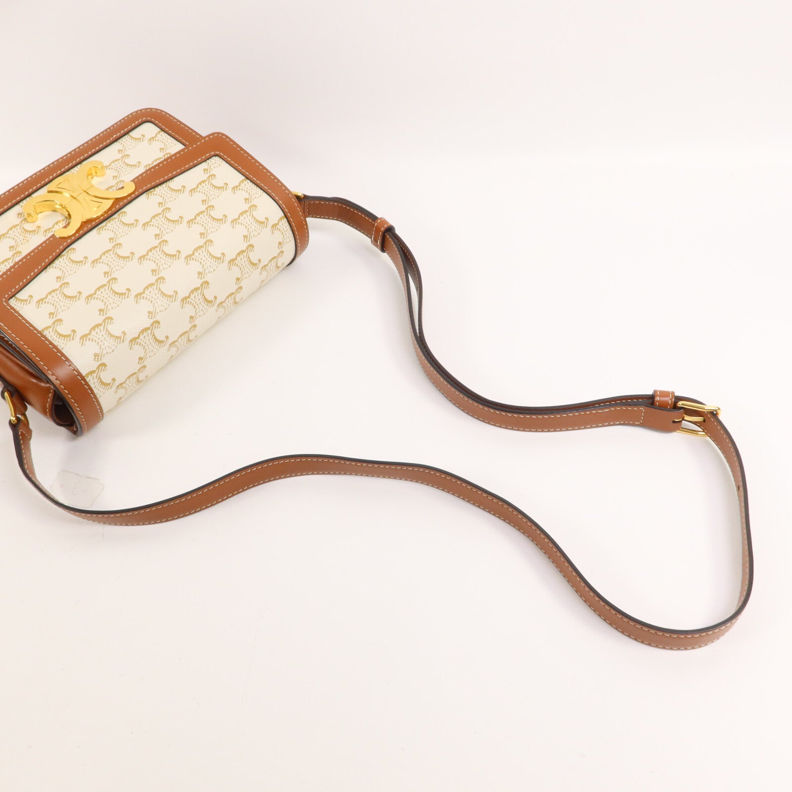 CELINE 牛皮皮革/塗層帆布Classique Triomphe Teen肩背袋